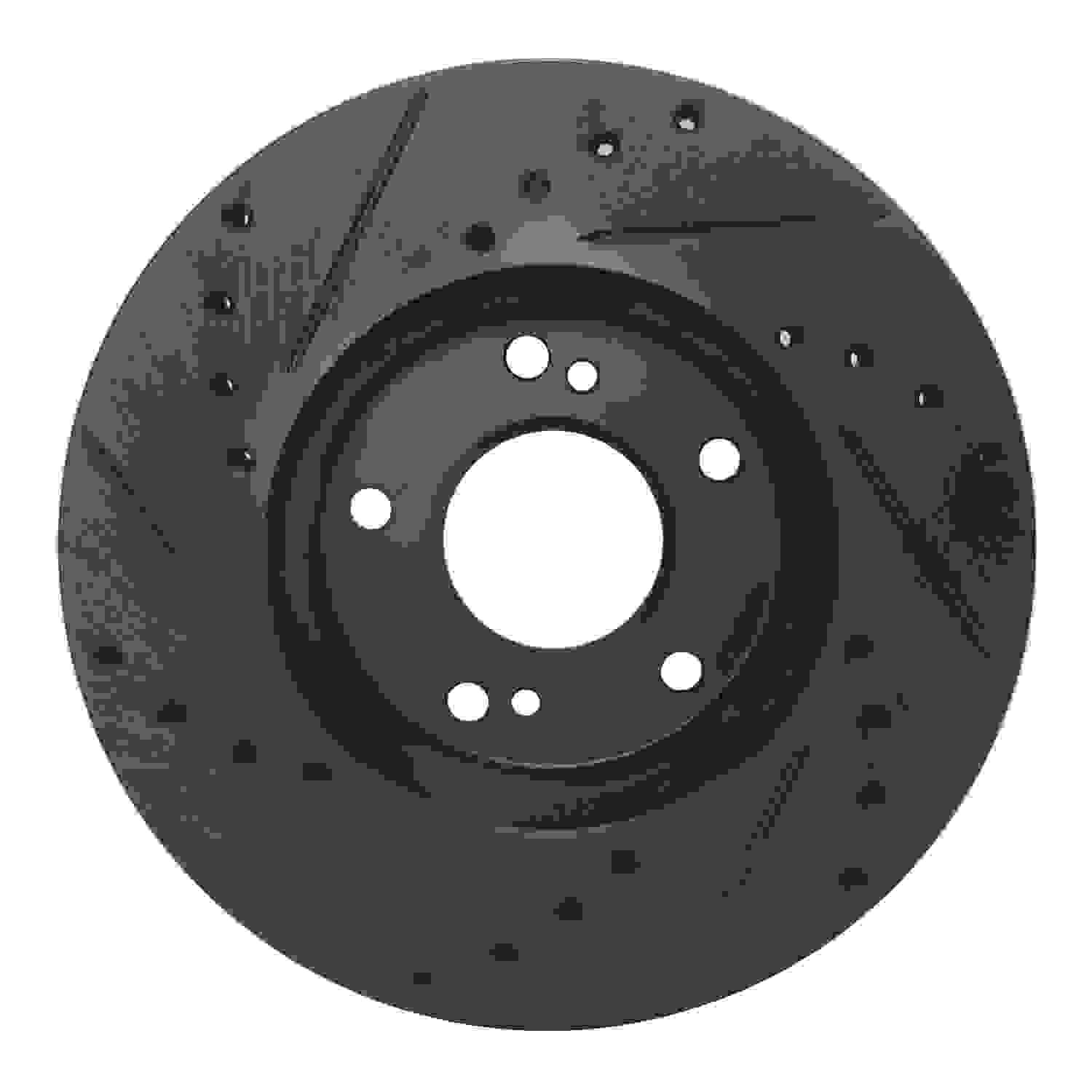 R1 Concepts 89-90 Nissan 300ZX Front Right Drilled & Slotted Black Brake Rotor - Image 2