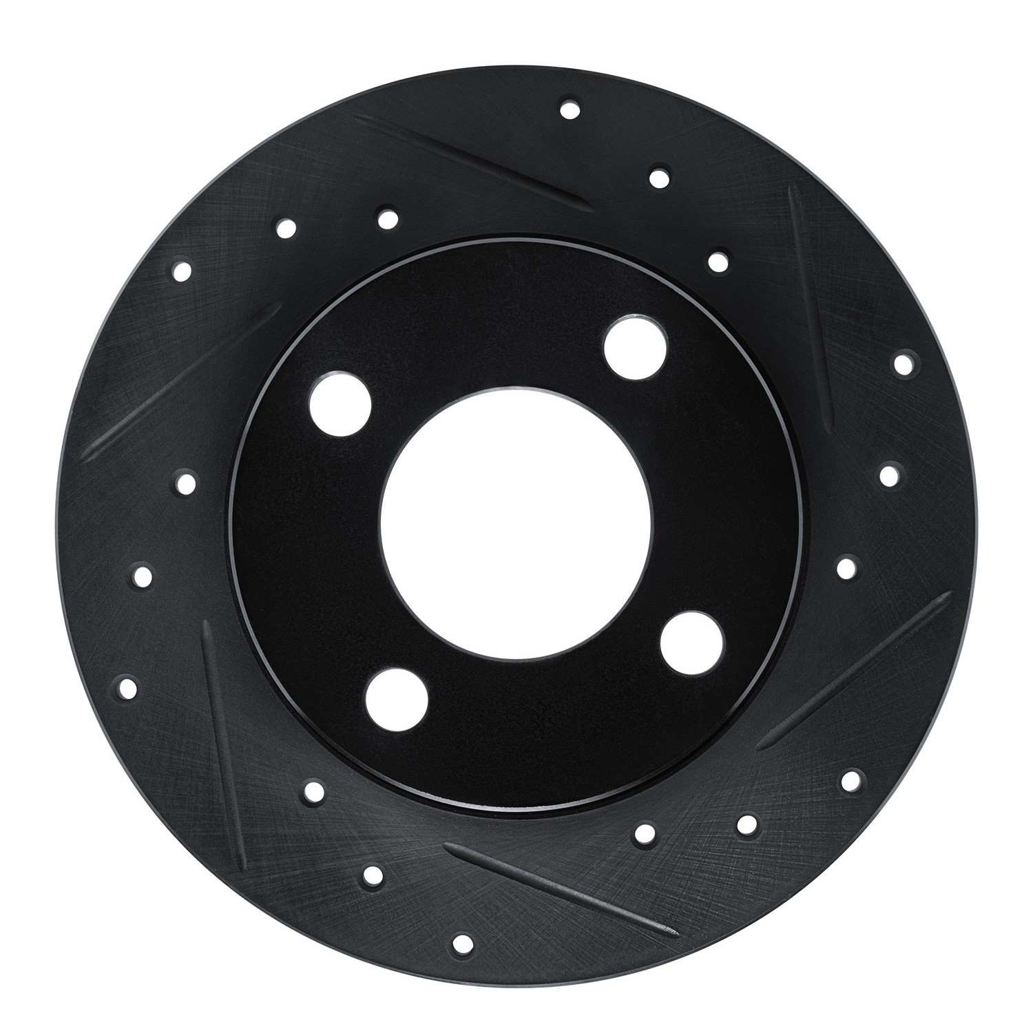 R1 Concepts 89-91 Audi 100 Quattro Rear Right Drilled & Slotted Black Brake Rotor