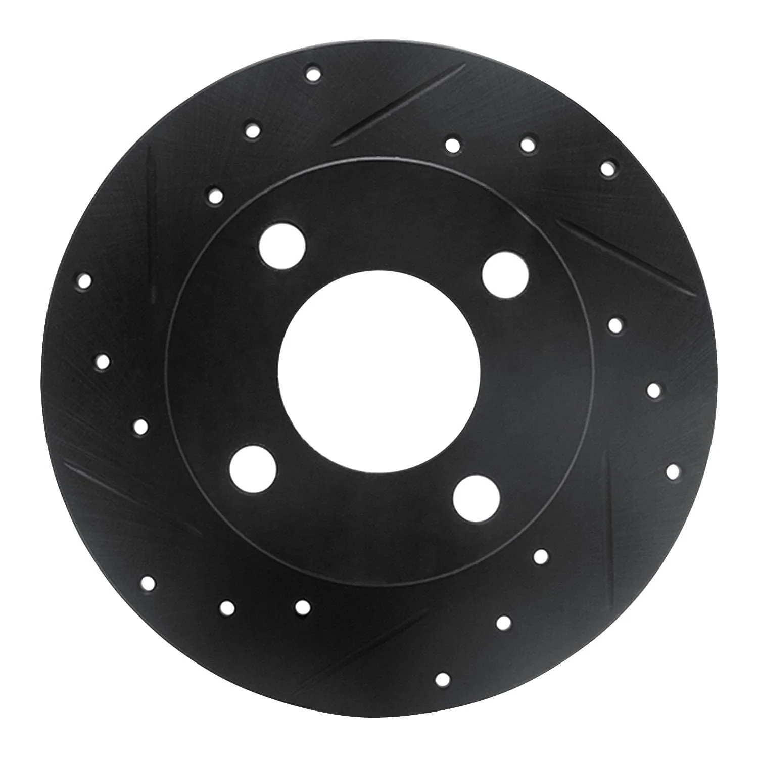 R1 Concepts 89-91 Audi 100 Rear Left Drilled & Slotted Black Brake Rotor