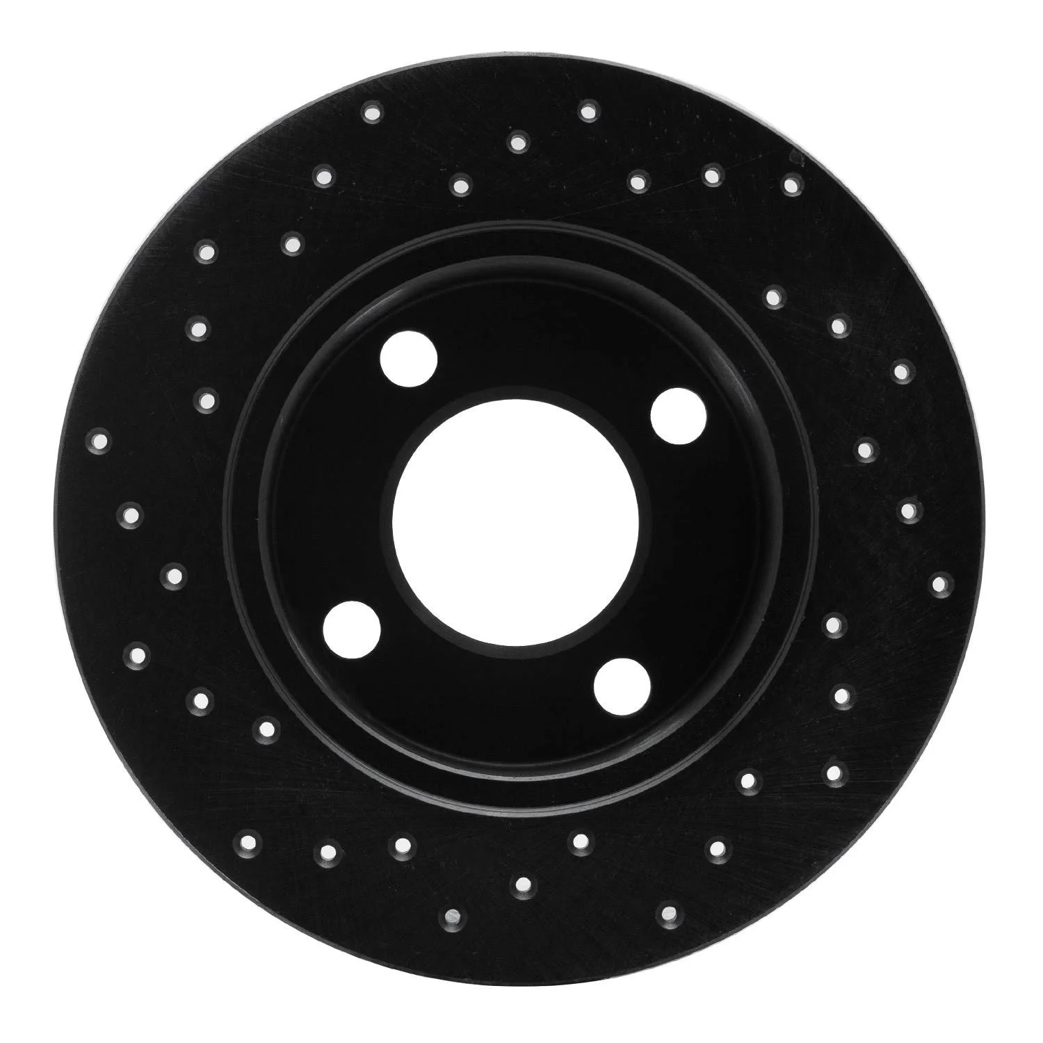 R1 Concepts 89-91 Audi 100 Rear Right Drilled Black Brake Rotor - Image 2