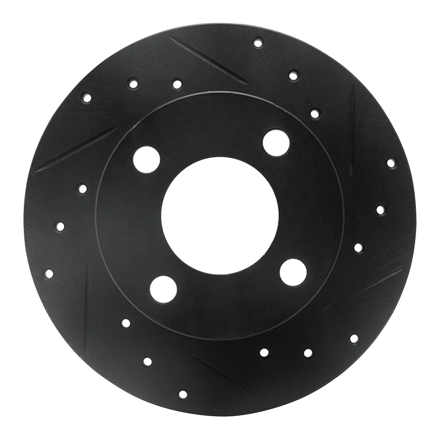 R1 Concepts 89-91 Audi 100 Rear Right Drilled & Slotted Black Brake Rotor