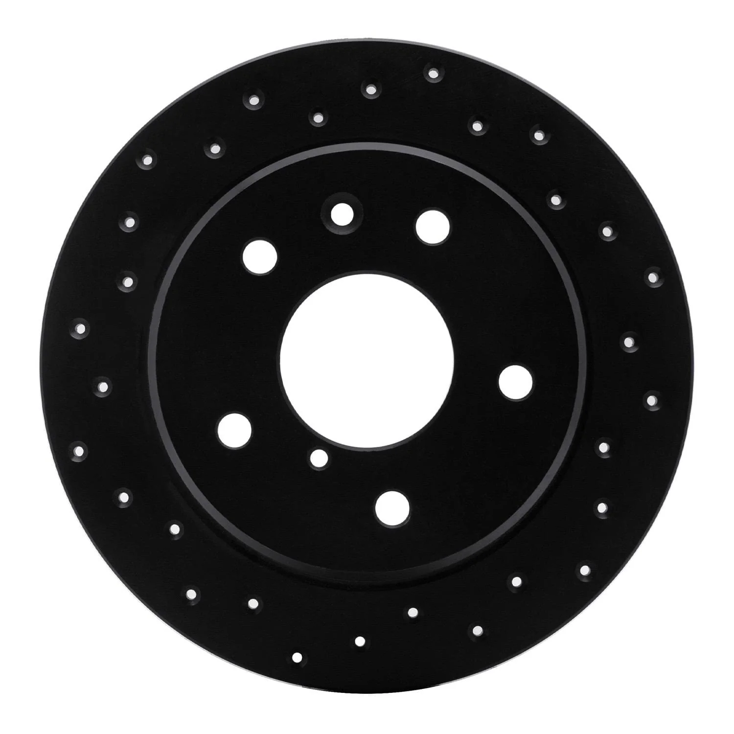 R1 Concepts 89-91 Mazda RX-7 Rear Left Drilled Black Brake Rotor