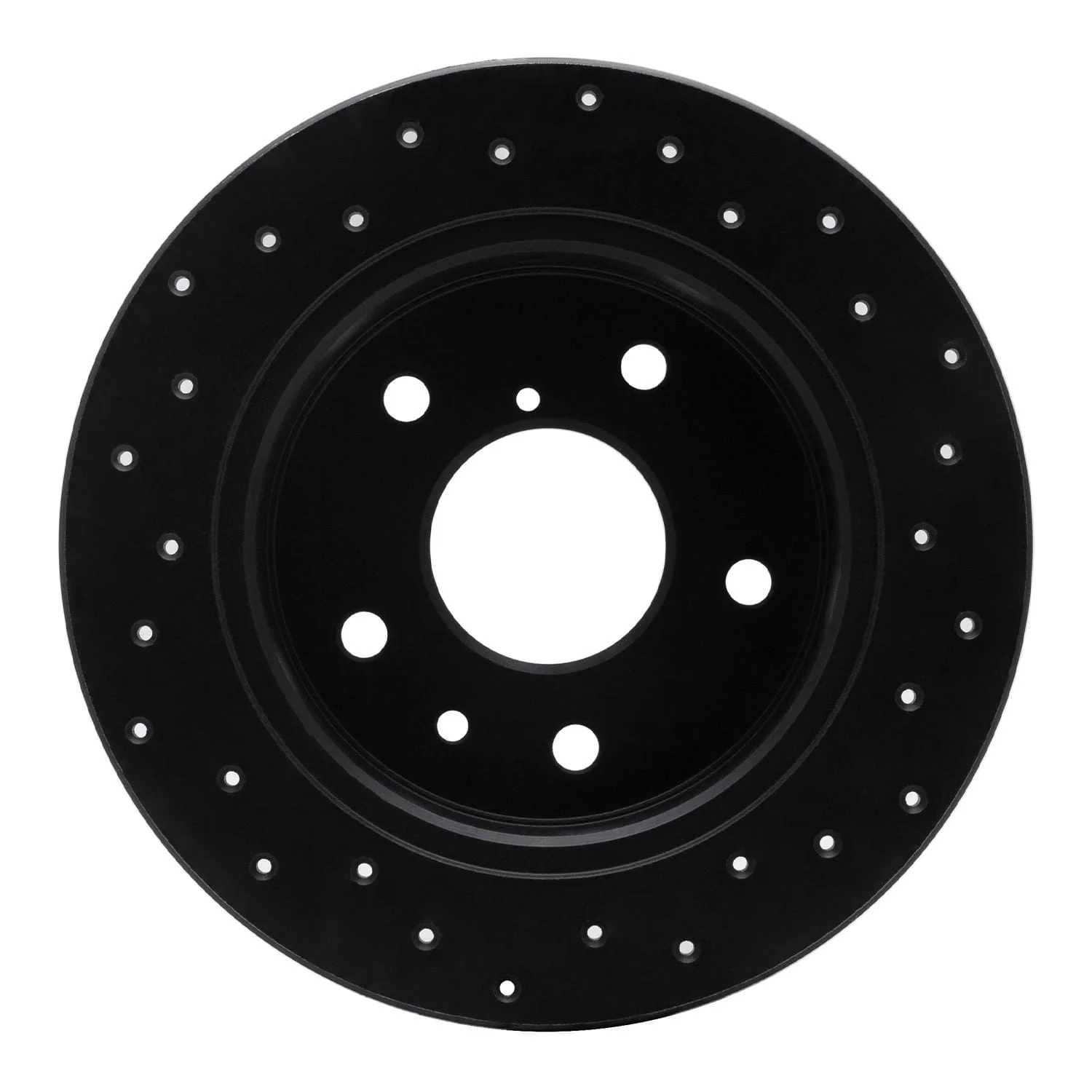 R1 Concepts 89-91 Mazda RX-7 Rear Left Drilled Black Brake Rotor - Image 2