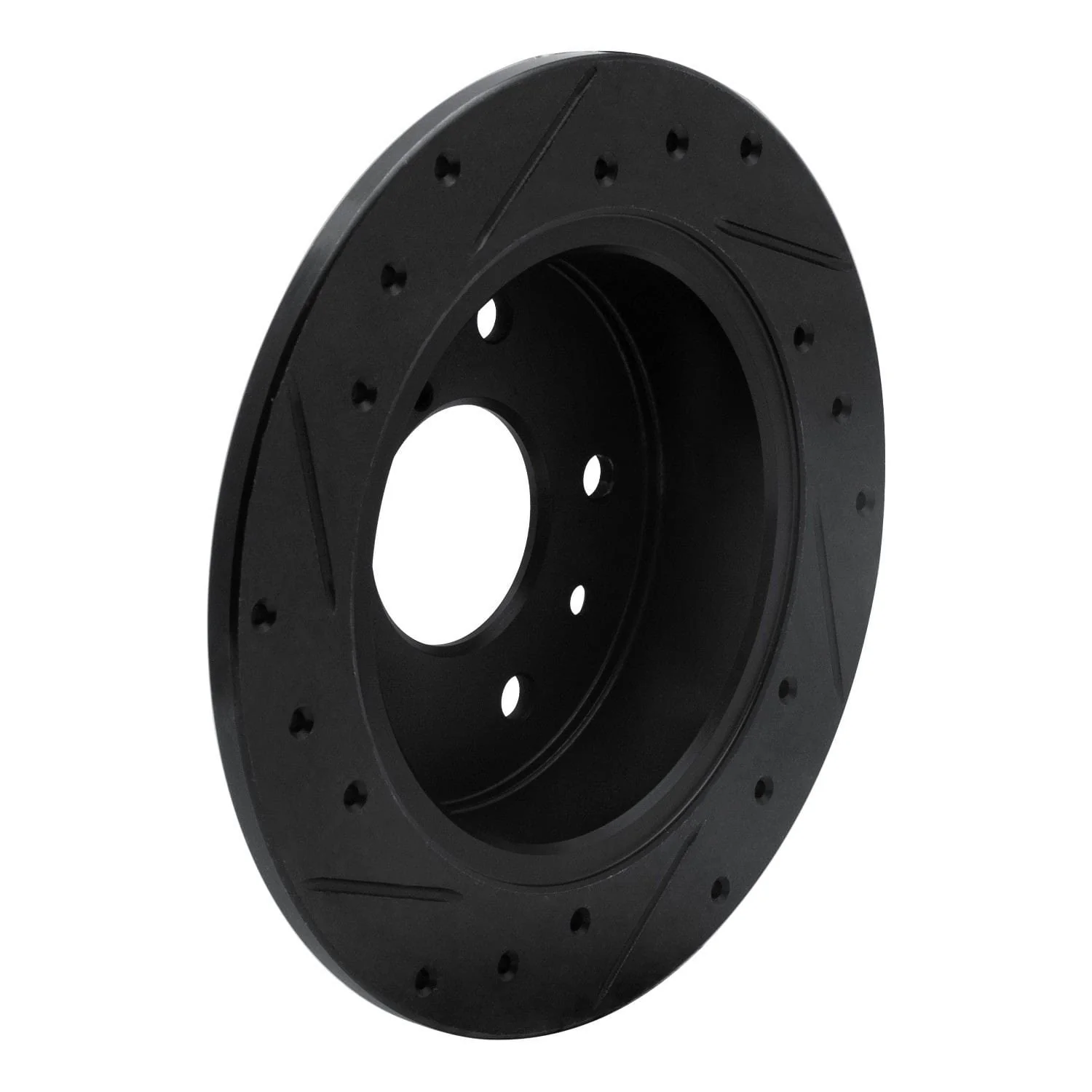 R1 Concepts 89-91 Mazda RX-7 Rear Right Drilled & Slotted Black Brake Rotor - Image 2