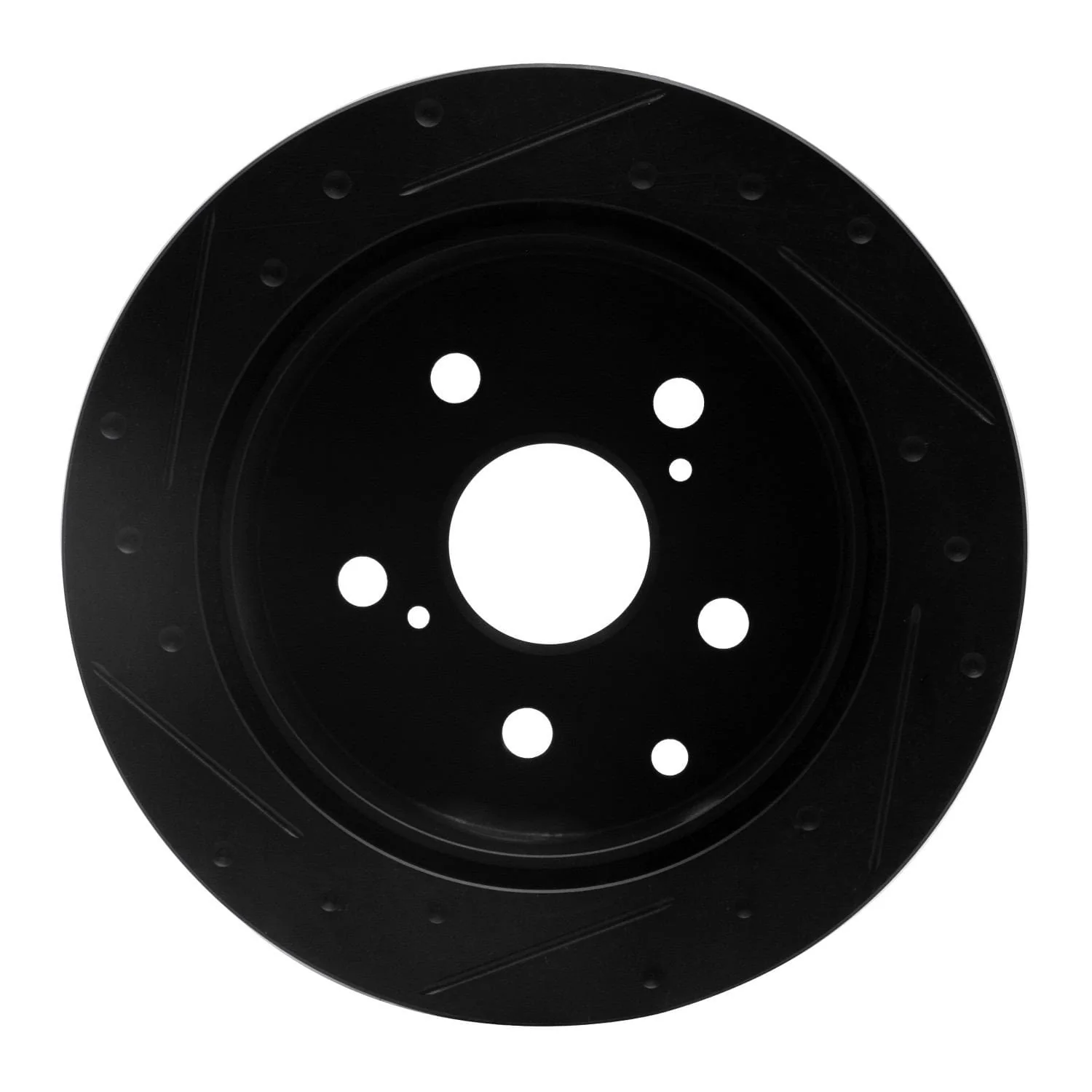 R1 Concepts 89-92 Toyota Cressida Rear Right Drilled & Slotted Black Brake Rotor - Image 2