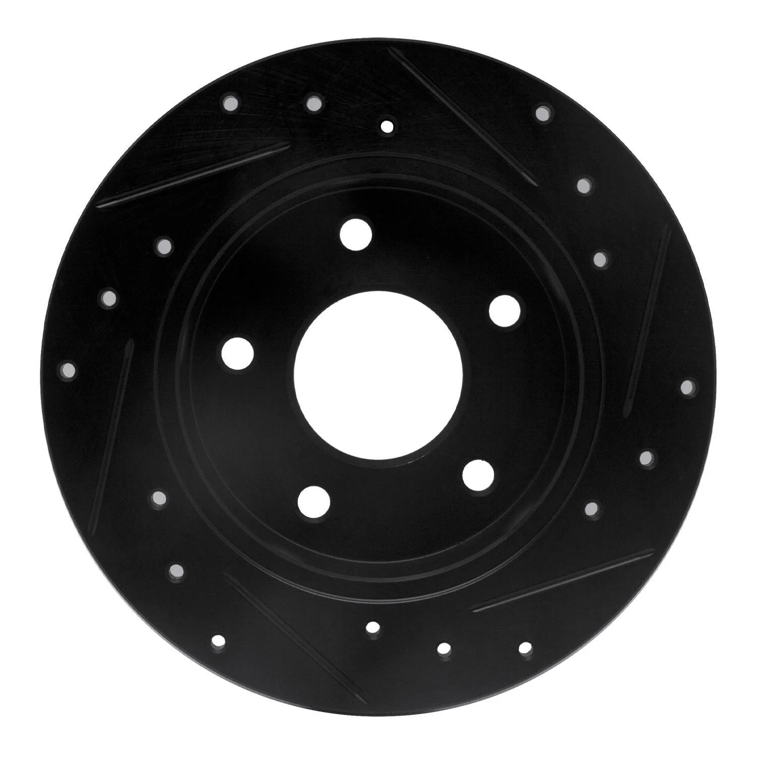 R1 Concepts 89-93 Nissan Maxima Rear Left Drilled & Slotted Black Brake Rotor - Image 2