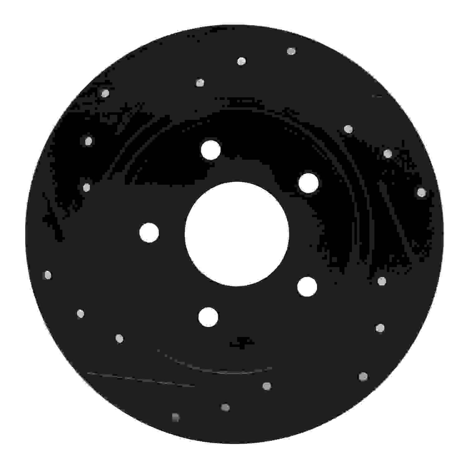 R1 Concepts 89-93 Nissan Maxima Rear Right Drilled & Slotted Black Brake Rotor - Image 2
