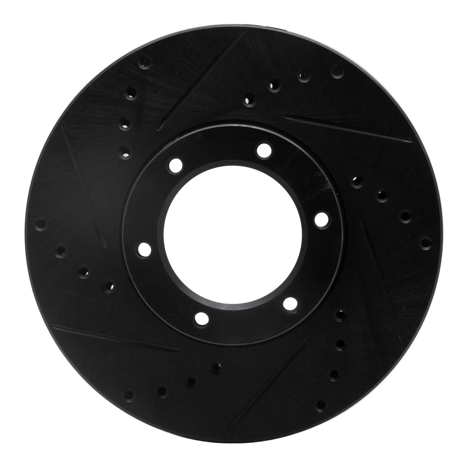 R1 Concepts 89-93 Toyota Pickup Front Left Drilled & Slotted Black Brake Rotor