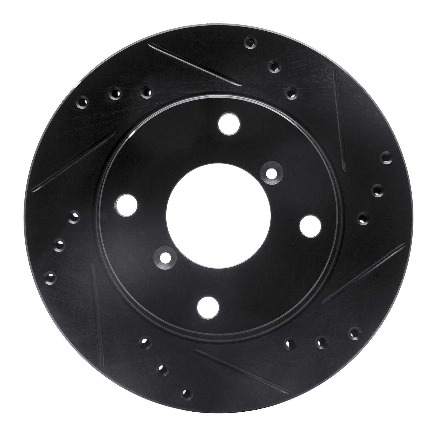 R1 Concepts 89-94 Suzuki Swift Front Right Drilled & Slotted Black Brake Rotor