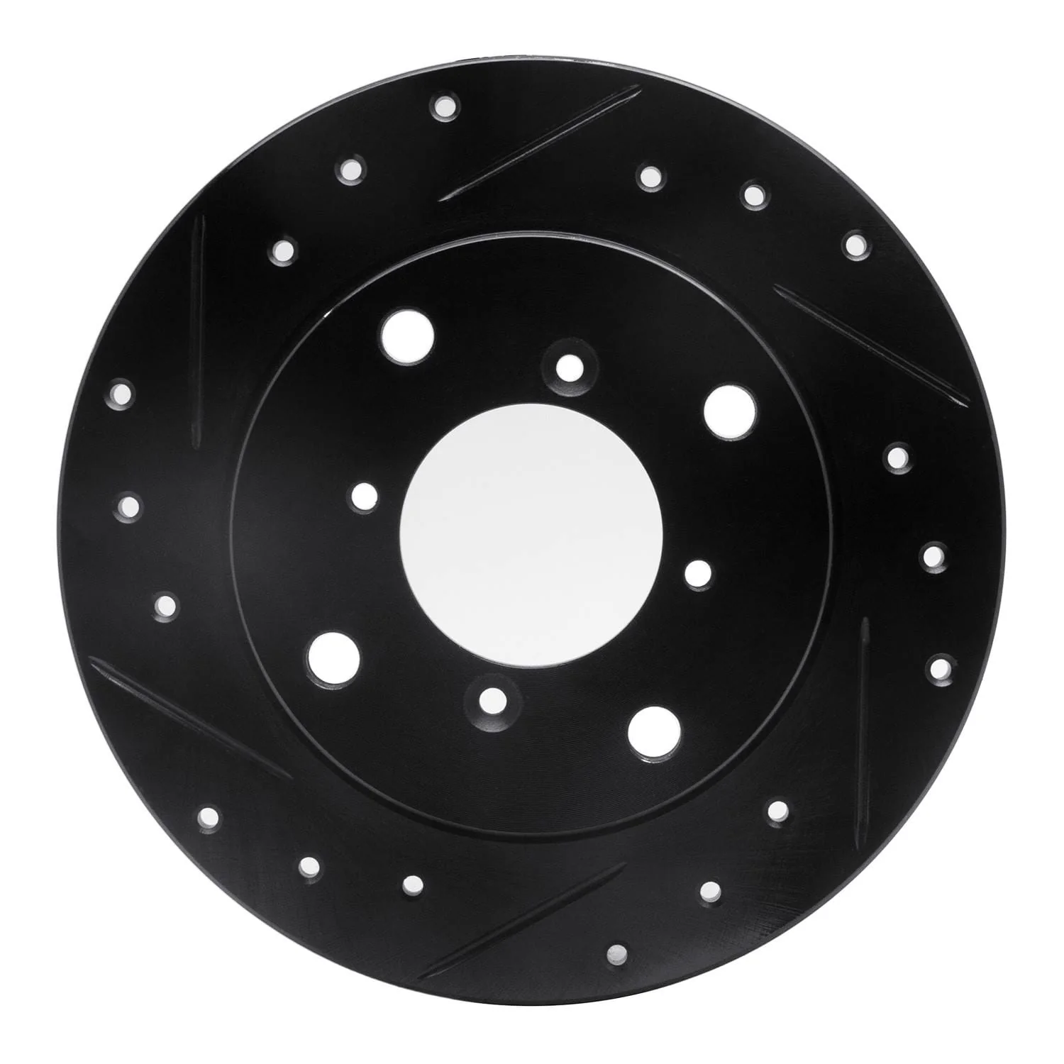 R1 Concepts 89-94 Suzuki Swift Rear Left Drilled & Slotted Black Brake Rotor
