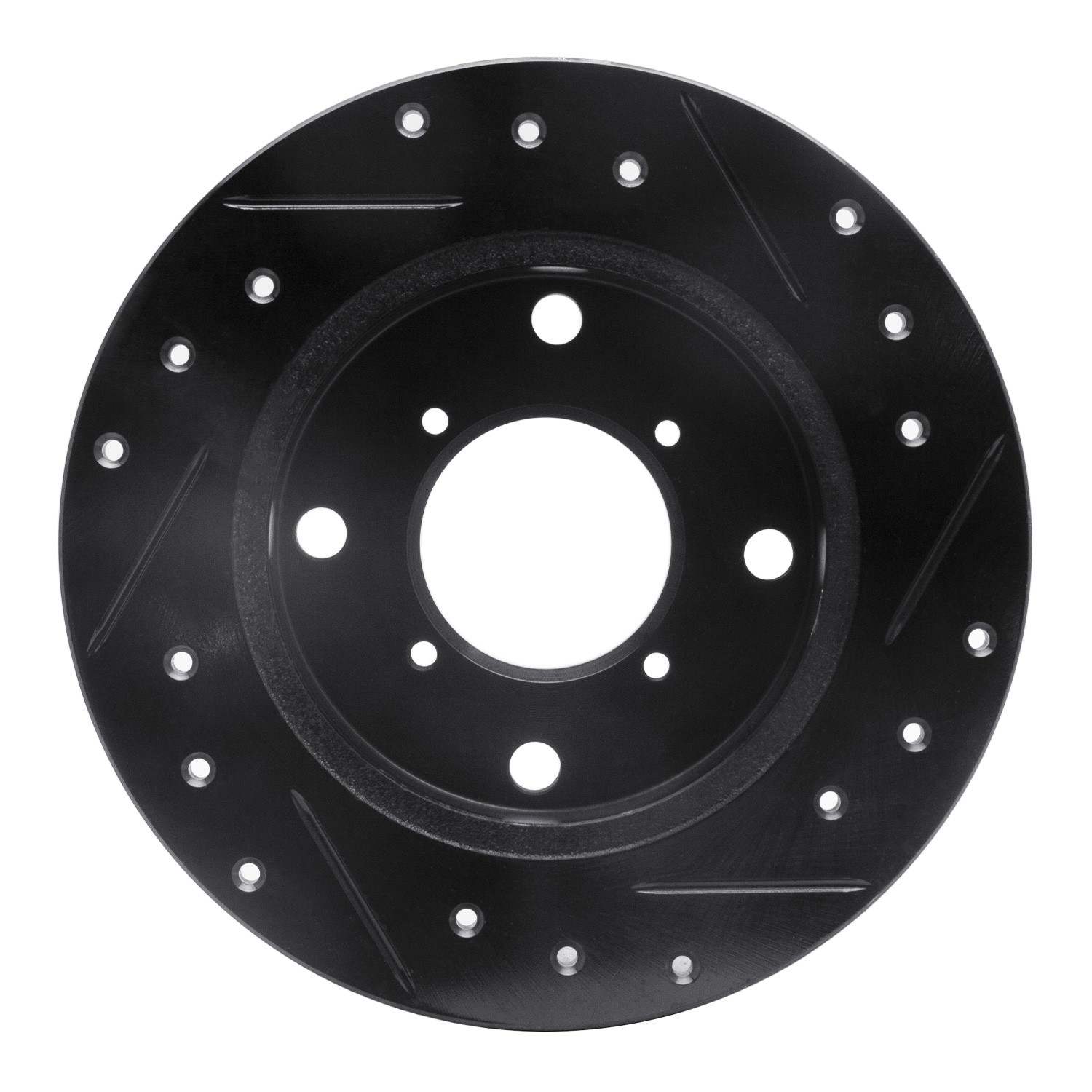 R1 Concepts 89-94 Suzuki Swift Rear Left Drilled & Slotted Black Brake Rotor - Image 2