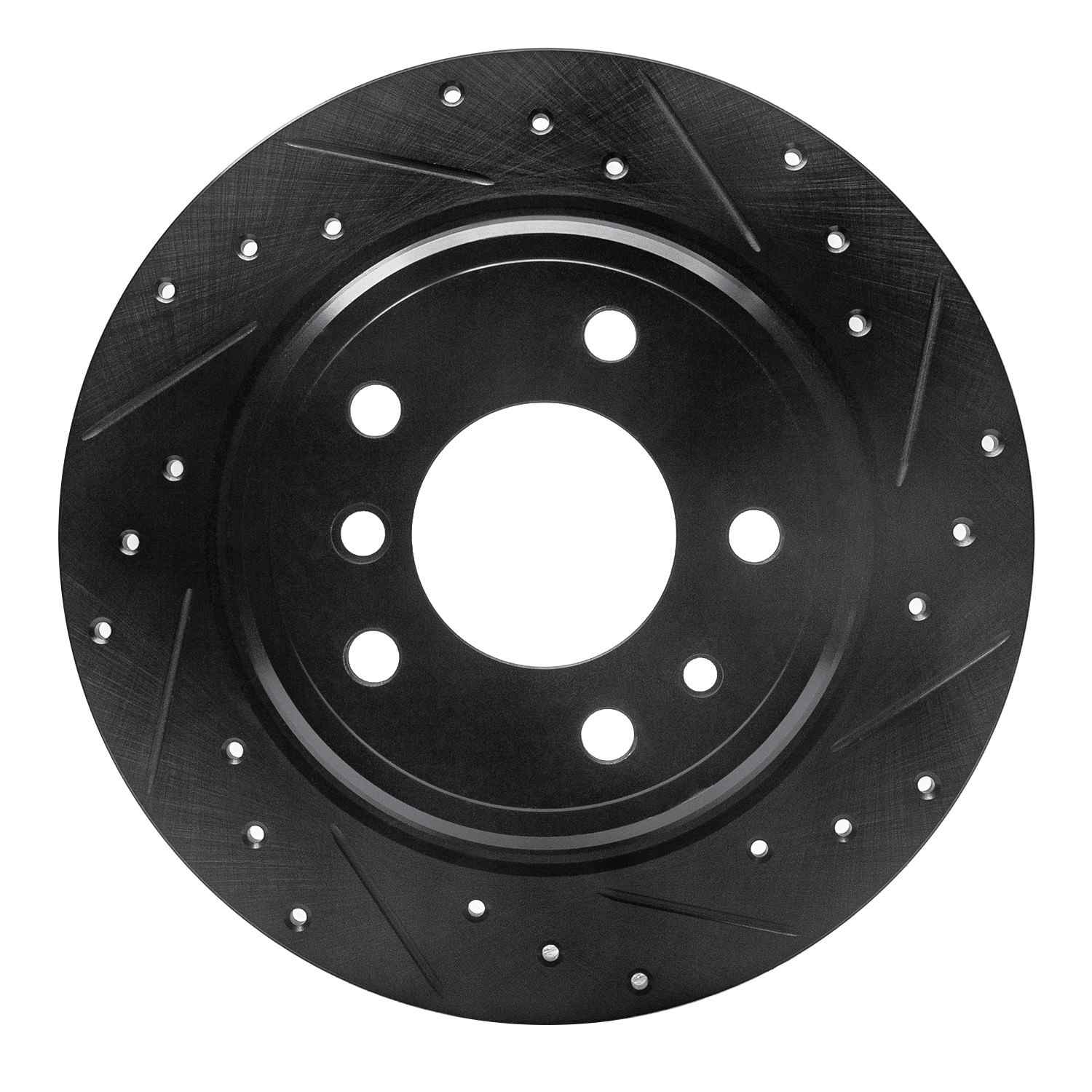 R1 Concepts 89-95 BMW 525I (USA/Canada) Rear Right Drilled & Slotted Black Brake Rotor