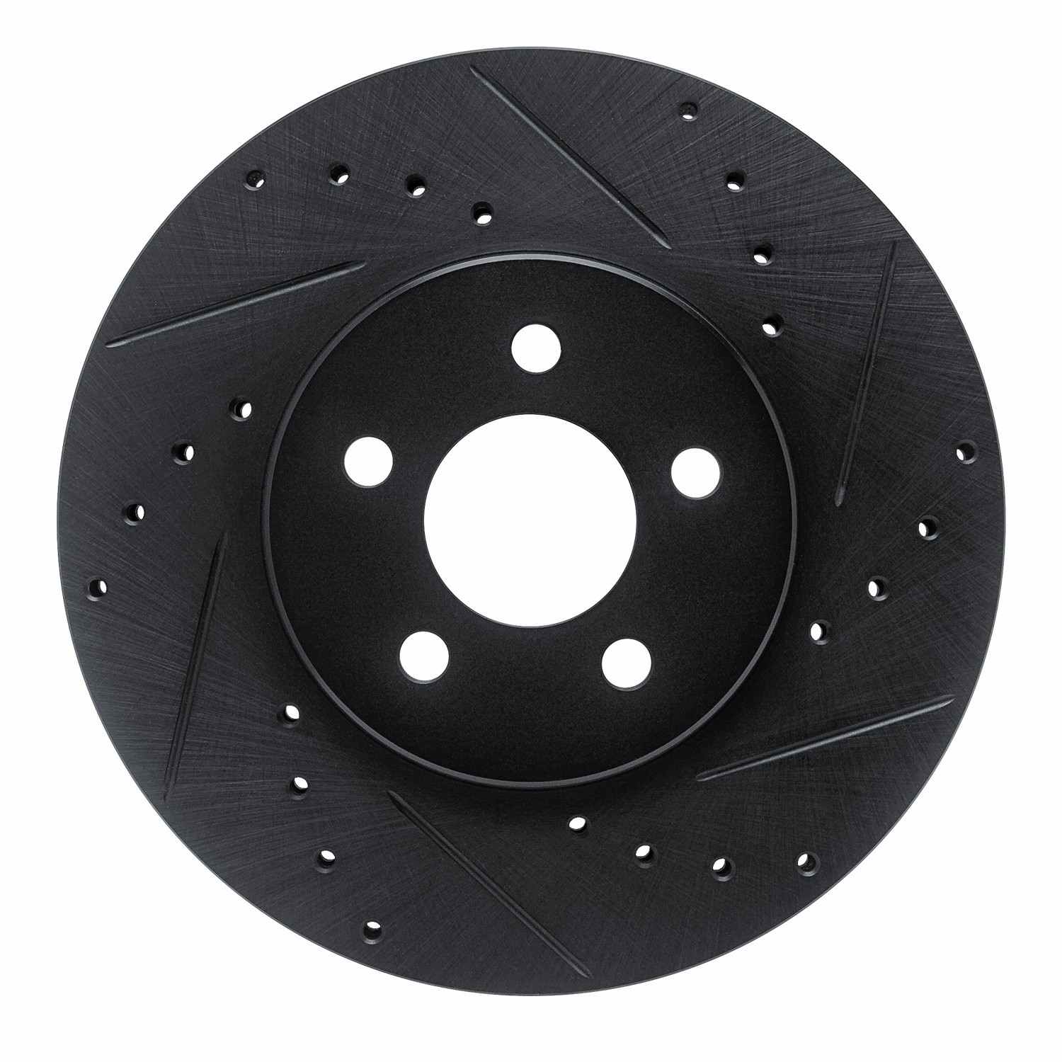 R1 Concepts 89-95 Chrysler Daytona Front Right Drilled & Slotted Black Brake Rotor
