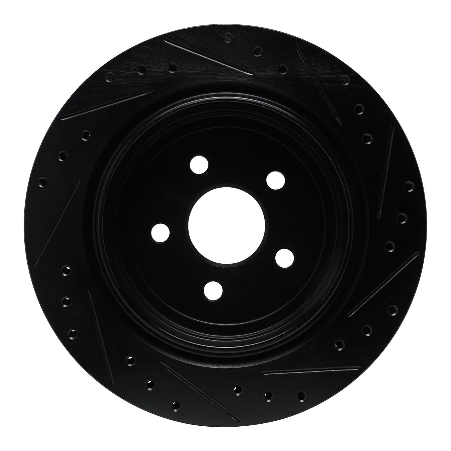 R1 Concepts 89-95 Chrysler LeBaron Rear Left Drilled & Slotted Black Brake Rotor - Image 2