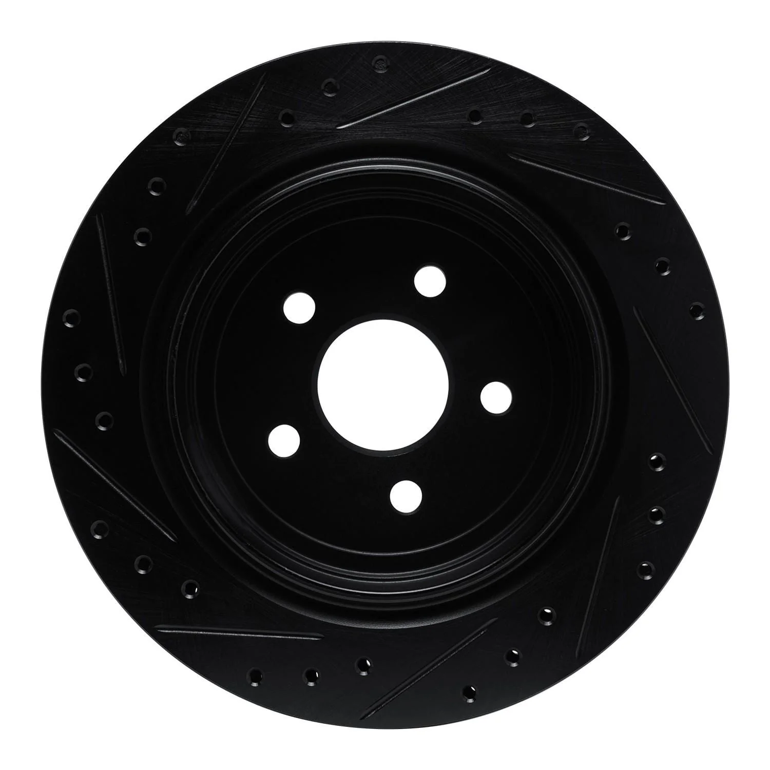 R1 Concepts 89-95 Chrysler LeBaron Rear Right Drilled & Slotted Black Brake Rotor - Image 2