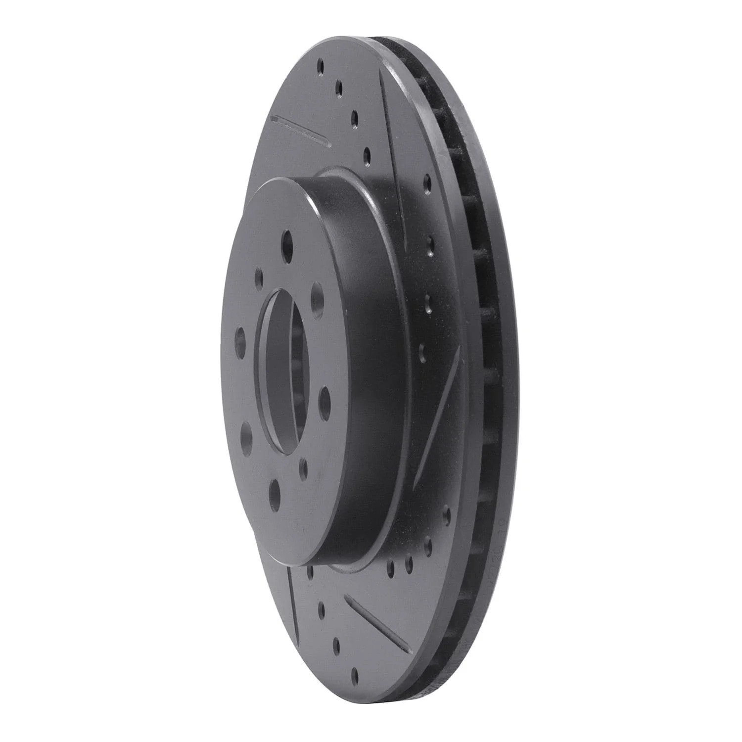 R1 Concepts 89-96 Nissan 240SX Front Right Drilled & Slotted Black Brake Rotor