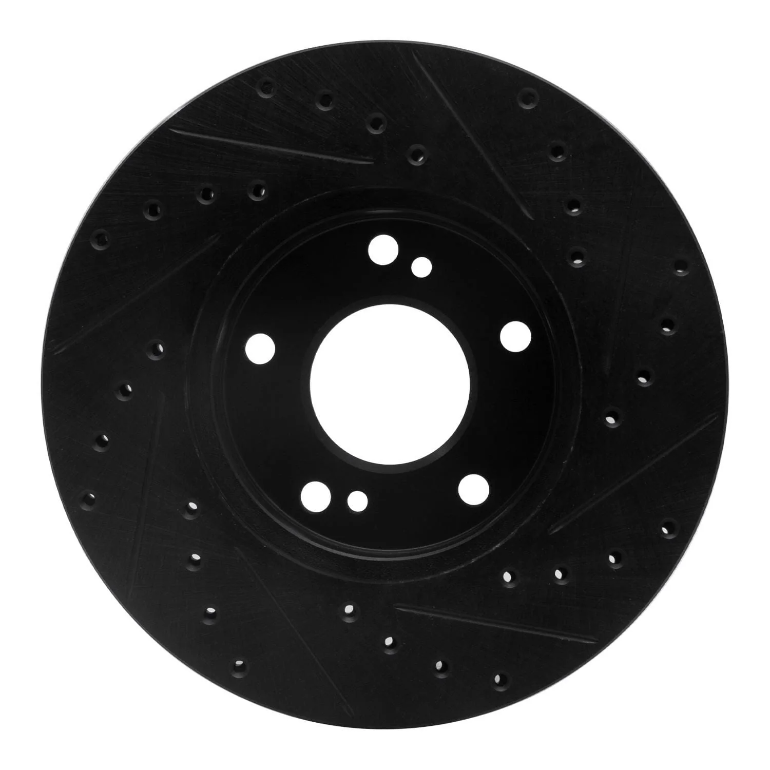 R1 Concepts 89-96 Nissan 300ZX Front Left Drilled & Slotted Black Brake Rotor - Image 2