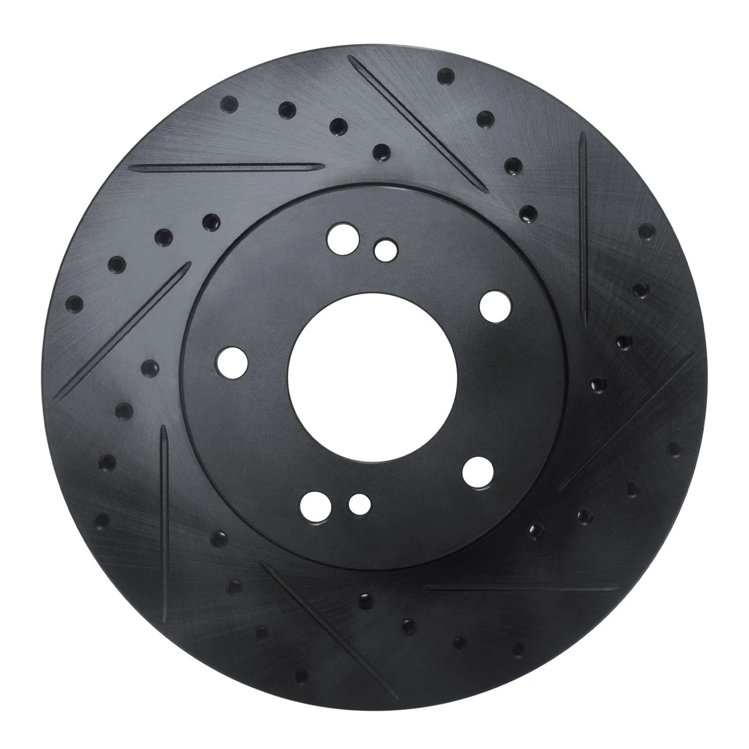R1 Concepts 89-96 Nissan 300ZX Front Right Drilled & Slotted Black Brake Rotor