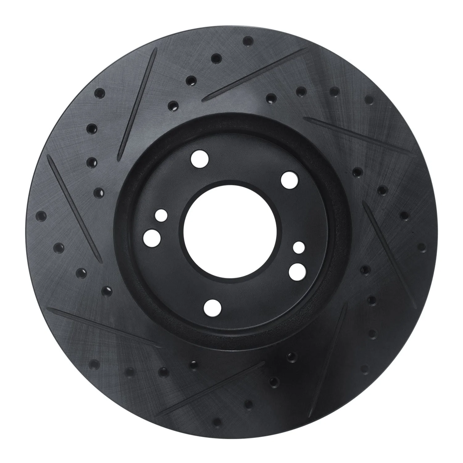 R1 Concepts 89-96 Nissan 300ZX Front Right Drilled & Slotted Black Brake Rotor - Image 2