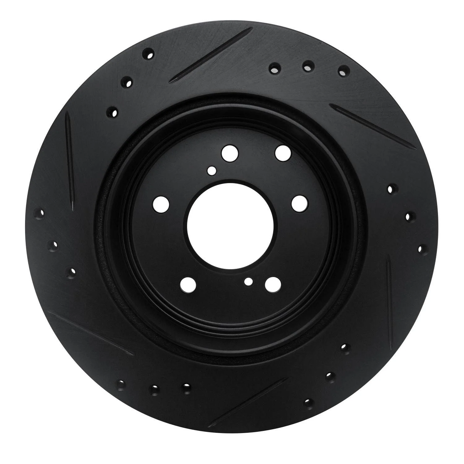 R1 Concepts 89-96 Nissan 300ZX Rear Right Drilled & Slotted Black Brake Rotor - Image 2