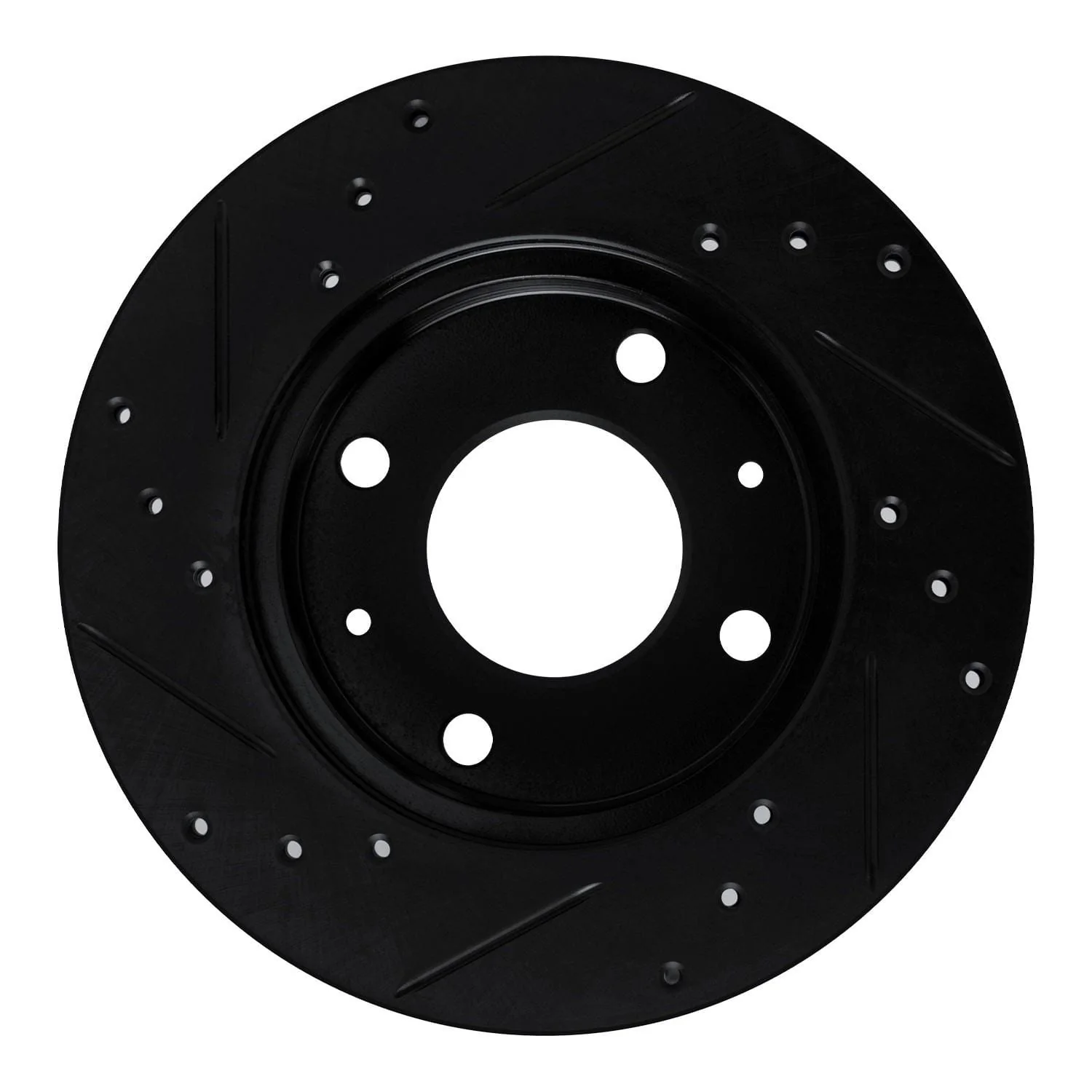 R1 Concepts 89-98 Hyundai Sonata Front Right Drilled & Slotted Black Brake Rotor - Image 2