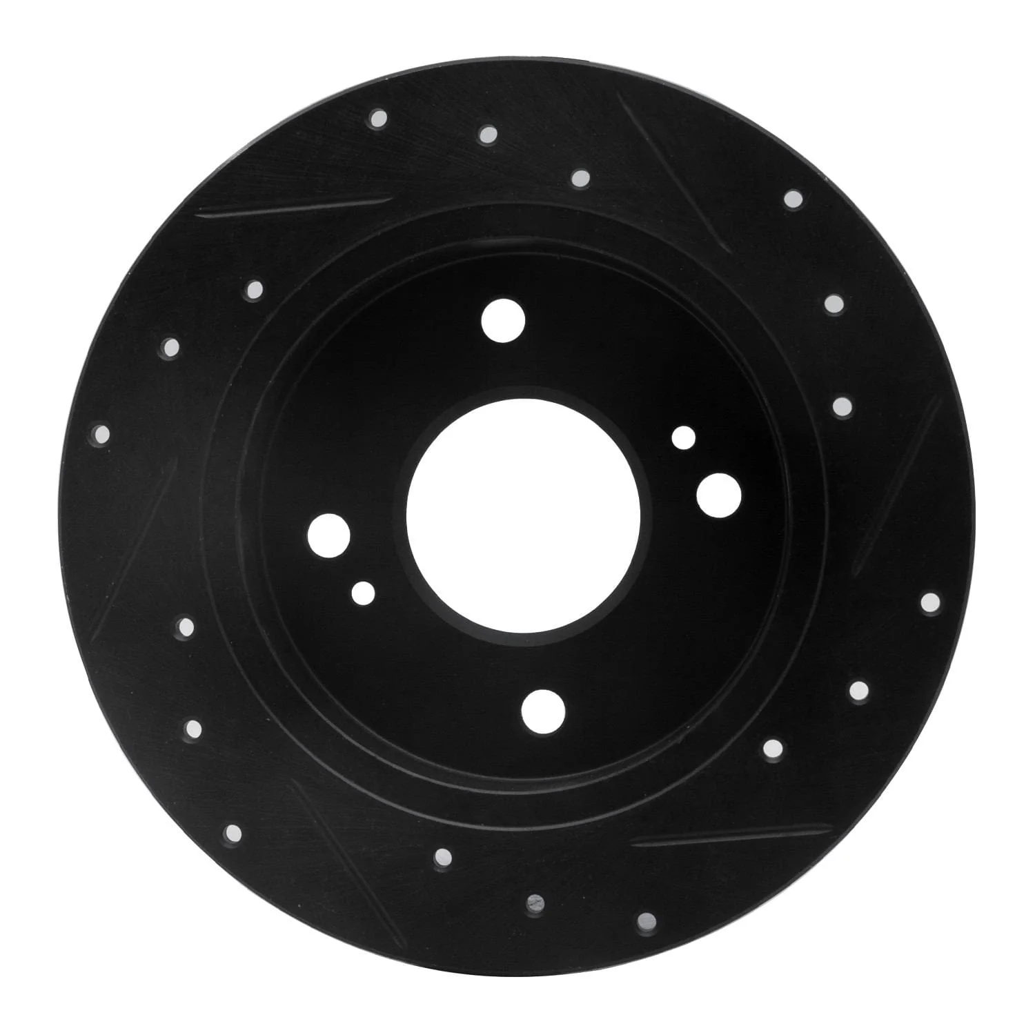 R1 Concepts 89-98 Nissan 240SX Rear Left Drilled & Slotted Black Brake Rotor - Image 2