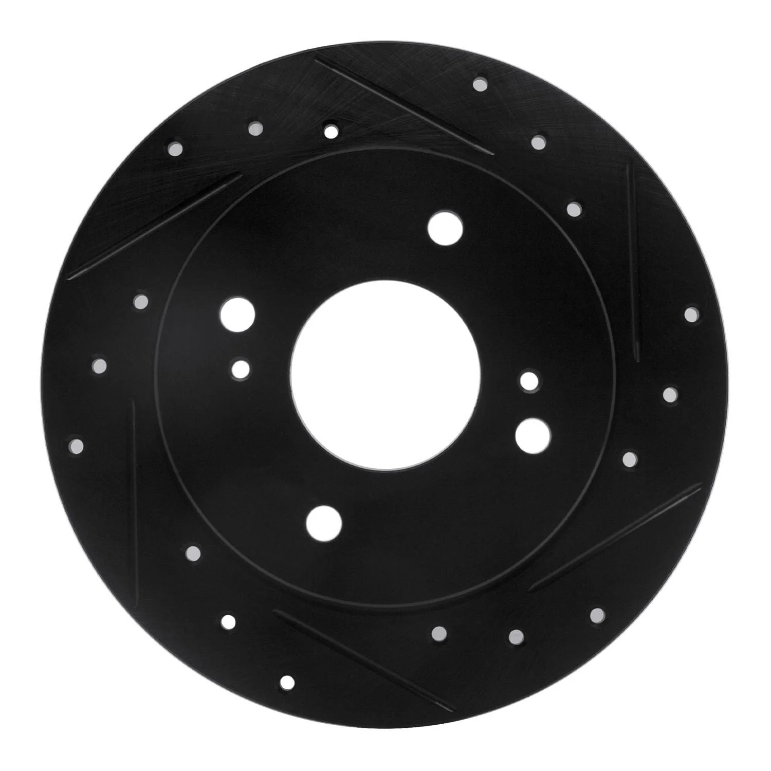 R1 Concepts 89-98 Nissan 240SX Rear Right Drilled & Slotted Black Brake Rotor