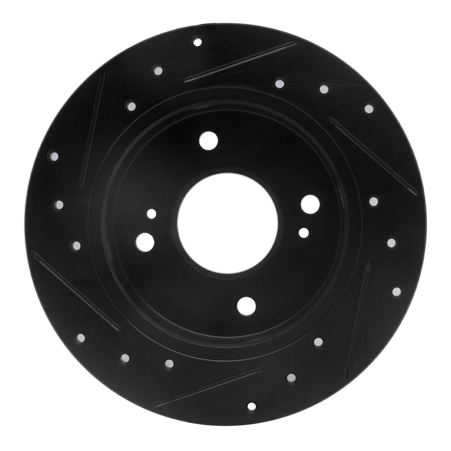 R1 Concepts 89-98 Nissan 240SX Rear Right Drilled & Slotted Black Brake Rotor - Image 2