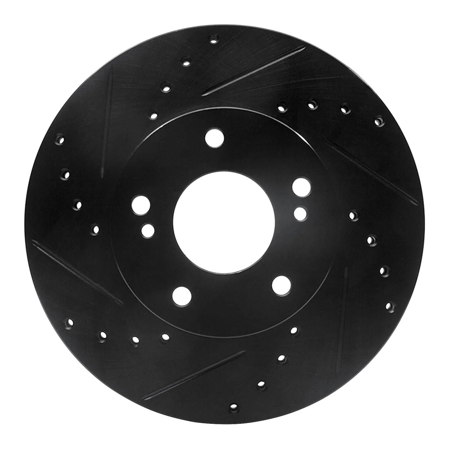 R1 Concepts 89-99 Infiniti I30 Front Left Drilled & Slotted Black Brake Rotor