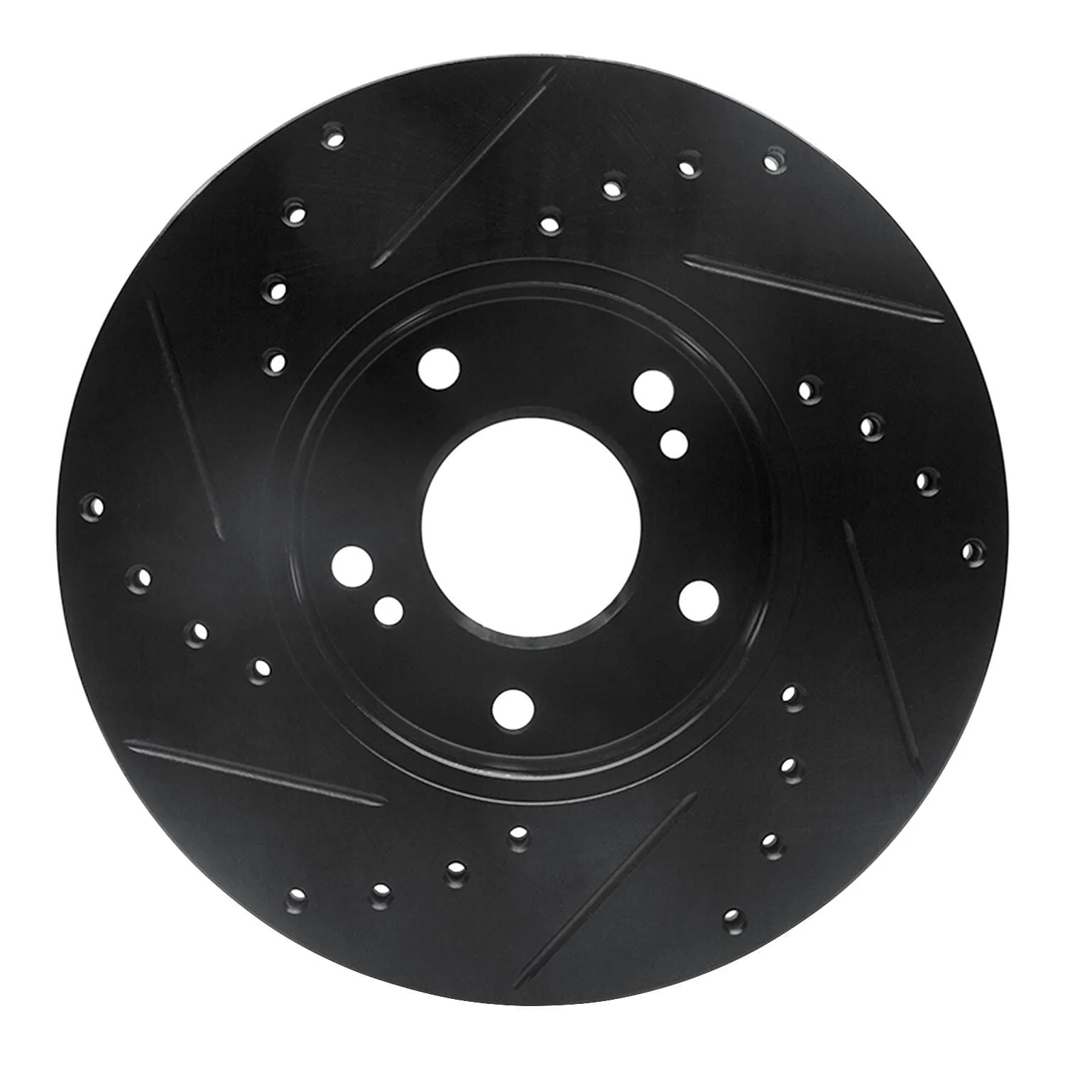 R1 Concepts 89-99 Infiniti I30 Front Right Drilled & Slotted Black Brake Rotor - Image 2