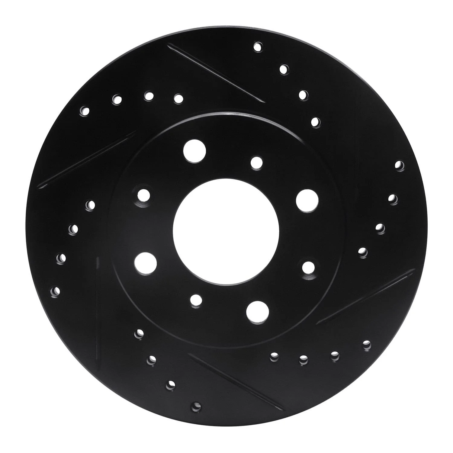 R1 Concepts 90-00 Honda Civic Hatchback Front Right Drilled & Slotted Black Brake Rotor