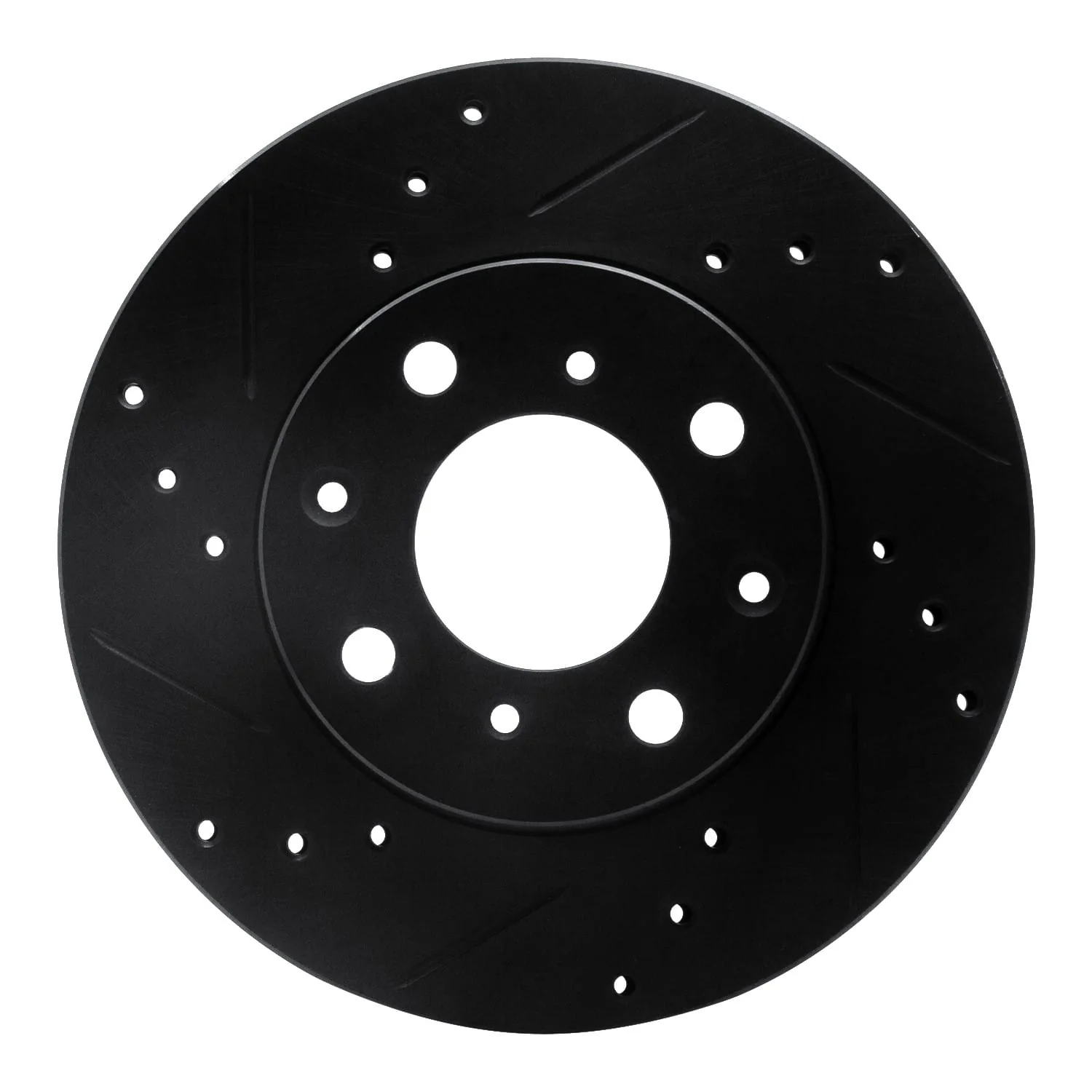 R1 Concepts 90-00 Honda Civic Wagon Front Left Drilled & Slotted Black Brake Rotor