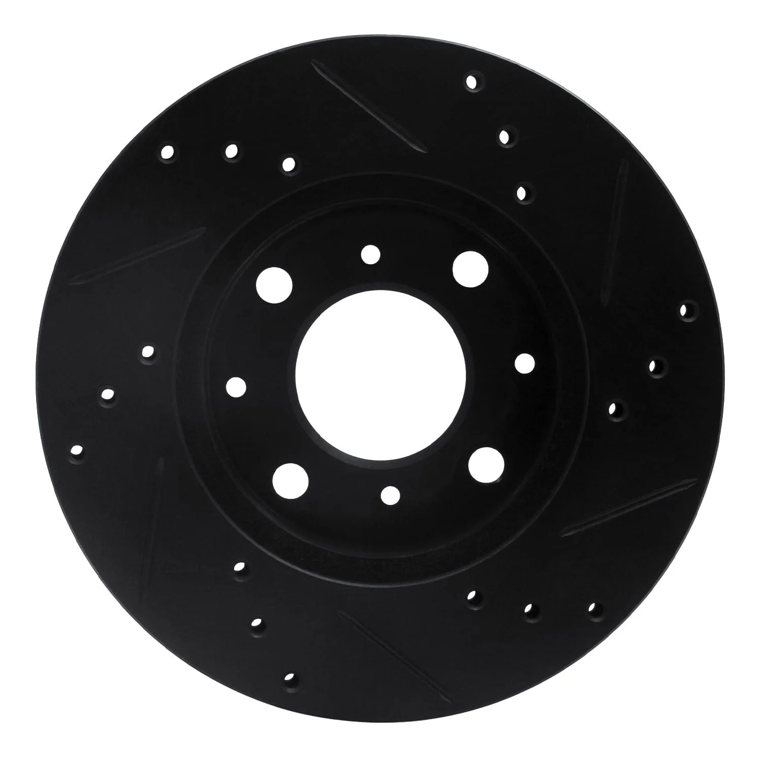 R1 Concepts 90-00 Honda Civic Wagon Front Left Drilled & Slotted Black Brake Rotor - Image 2