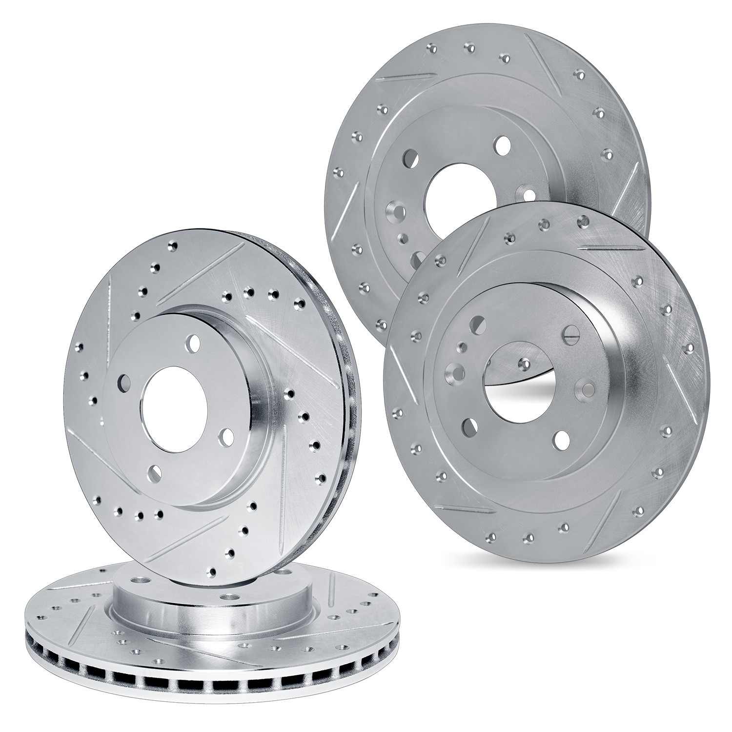 R1 Concepts 90-01 Acura Integra Front & Rear Drilled & Slotted Silver Brake Rotor Set