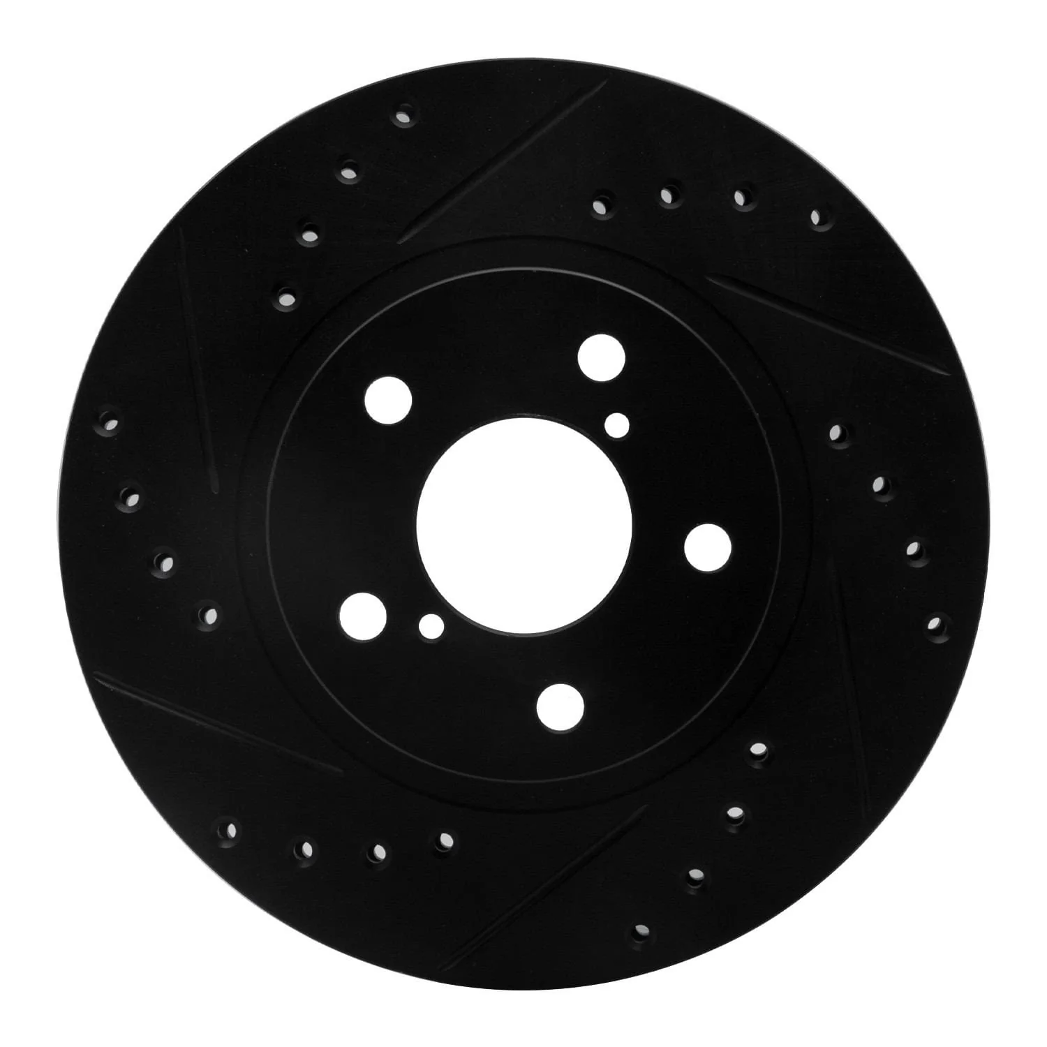 R1 Concepts 90-01 Subaru Impreza Front Left Drilled & Slotted Black Brake Rotor