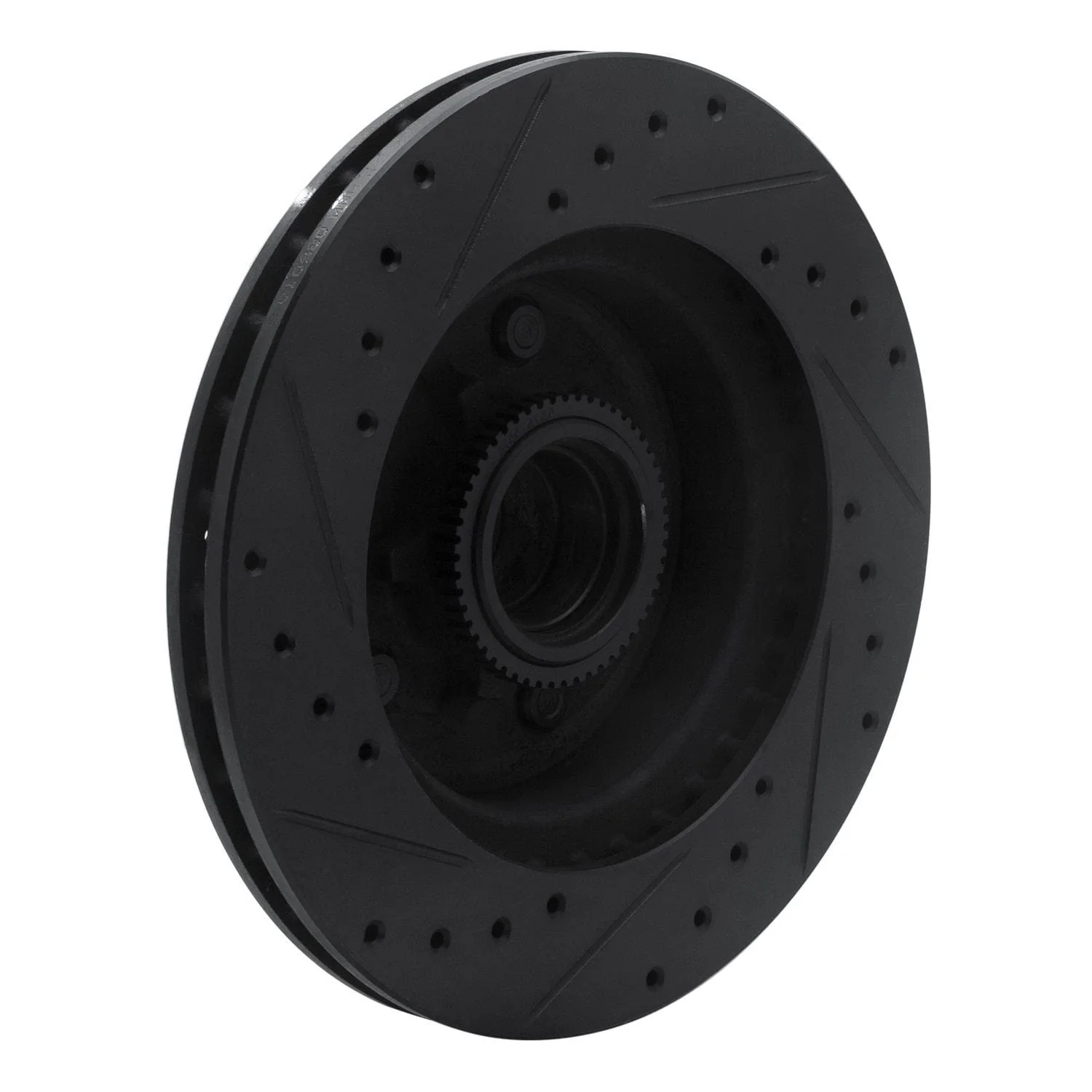 R1 Concepts 90-02 Chevrolet ASTRO Front Right Drilled & Slotted Black Brake Rotor - Image 2
