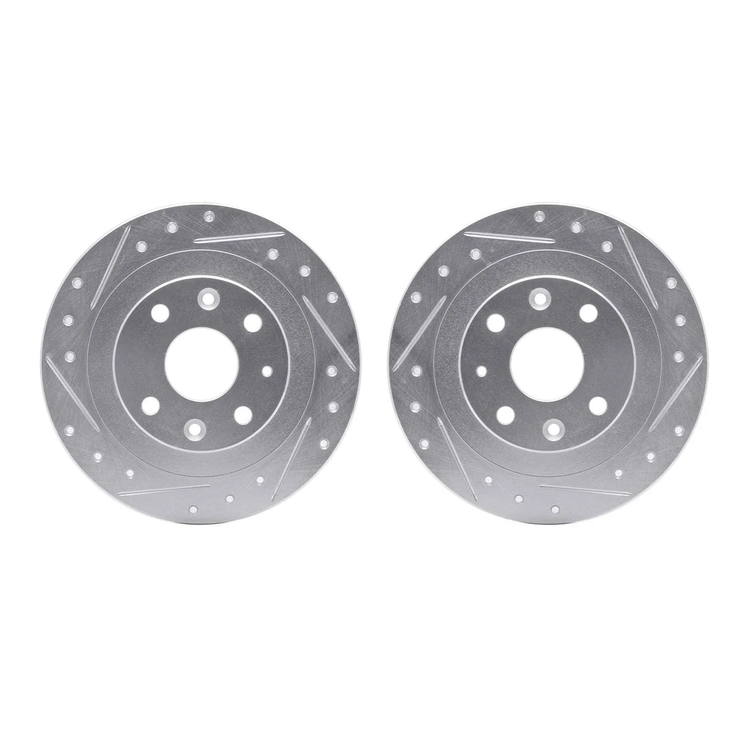 R1 Concepts 90-03 Ford Escort Rear Drilled & Slotted Silver Brake Rotor Set