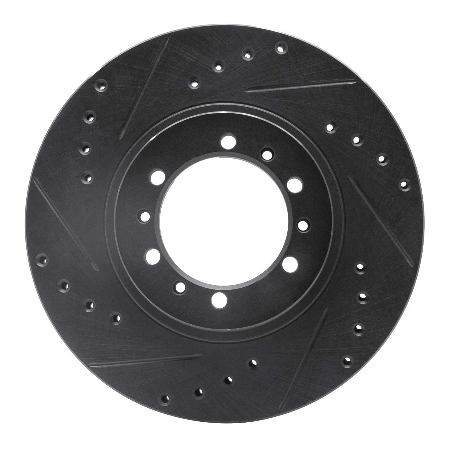 R1 Concepts 90-04 Mitsubishi Montero Sport (USA/Canada) Front Left Drilled & Slotted Black Brake Rotor