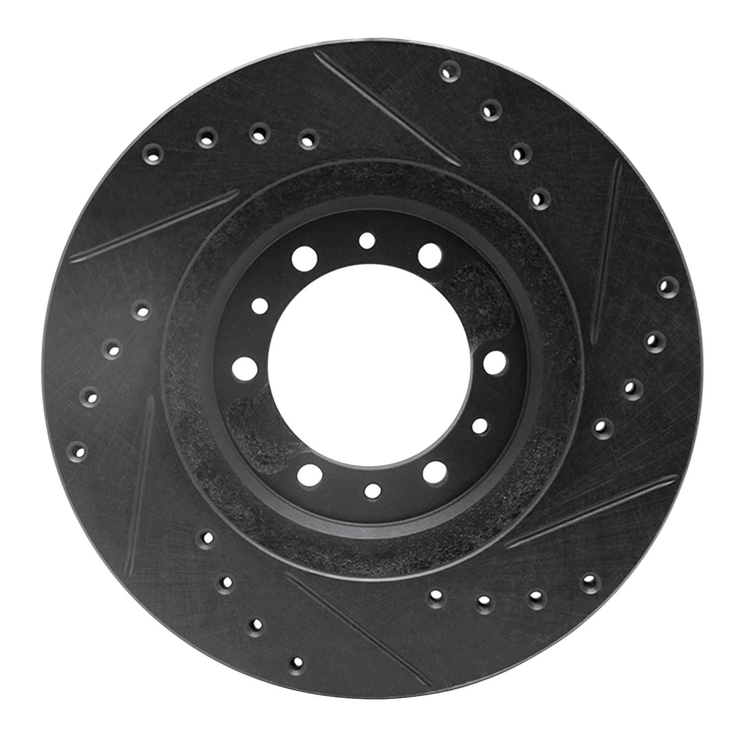 R1 Concepts 90-04 Mitsubishi Montero Sport (USA/Canada) Front Left Drilled & Slotted Black Brake Rotor - Image 2