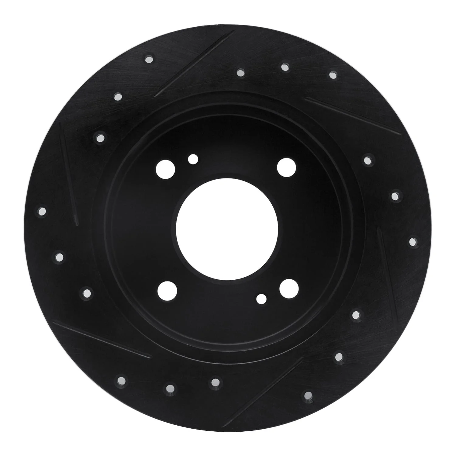 R1 Concepts 90-06 Infiniti G20 Rear Right Drilled & Slotted Black Brake Rotor - Image 2