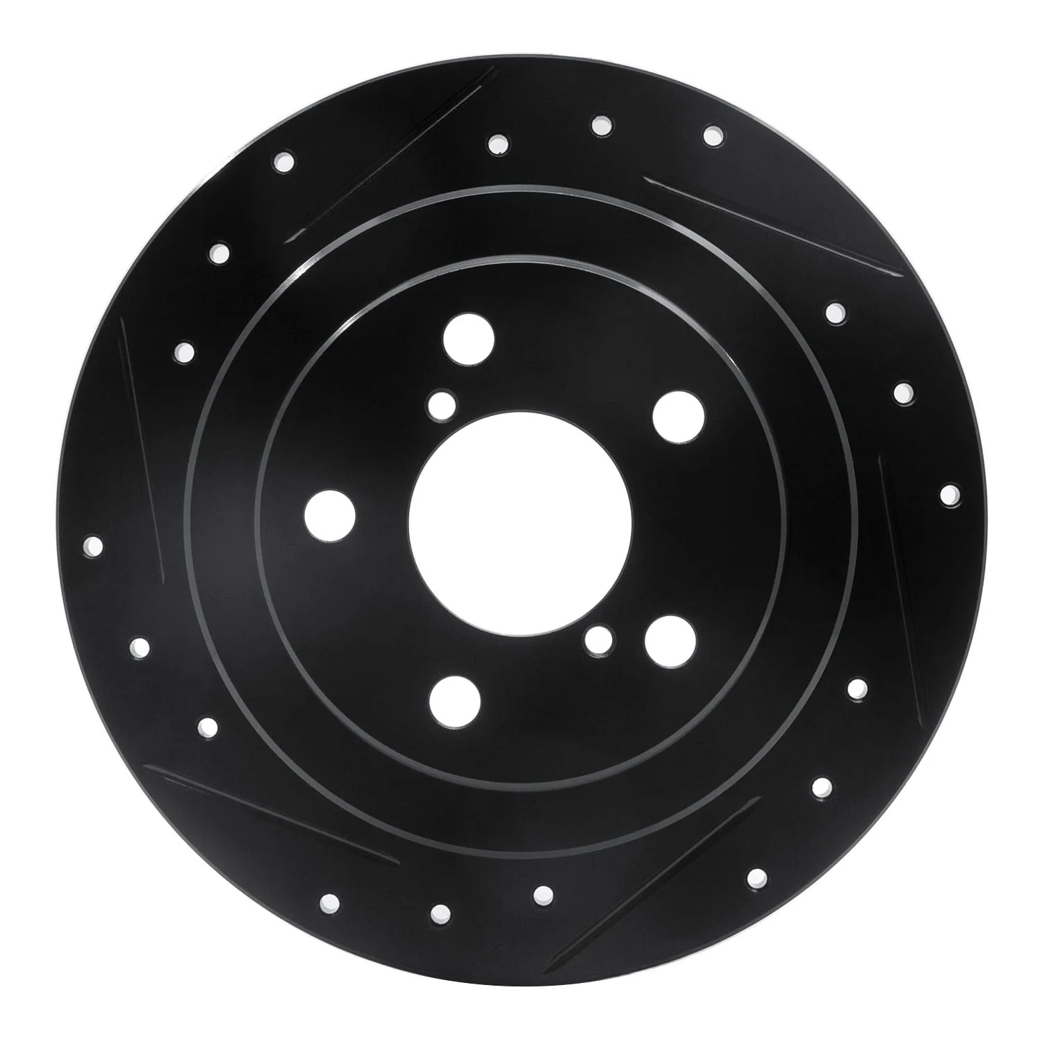 R1 Concepts 90-08 Saab 9-2X Rear Left Drilled & Slotted Black Brake Rotor