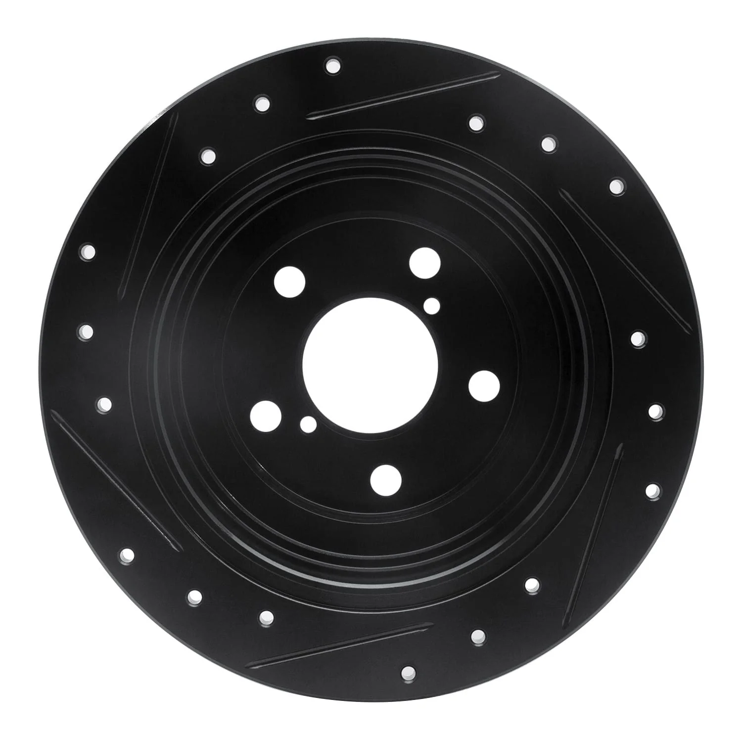 R1 Concepts 90-08 Saab 9-2X Rear Right Drilled & Slotted Black Brake Rotor - Image 2