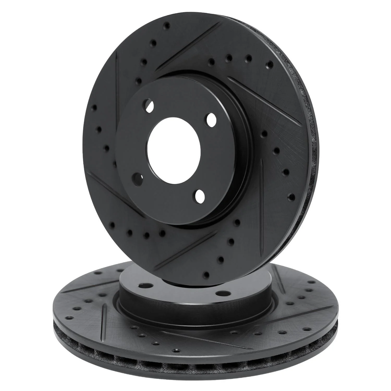 R1 Concepts 90-14 Acura EL Front Drilled & Slotted Black Brake Rotor Set