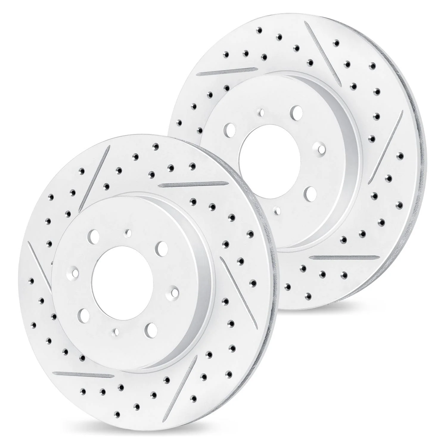 R1 Concepts 90-14 Acura EL Front Drilled & Slotted Carbon Coated Brake Rotor Set - Image 2