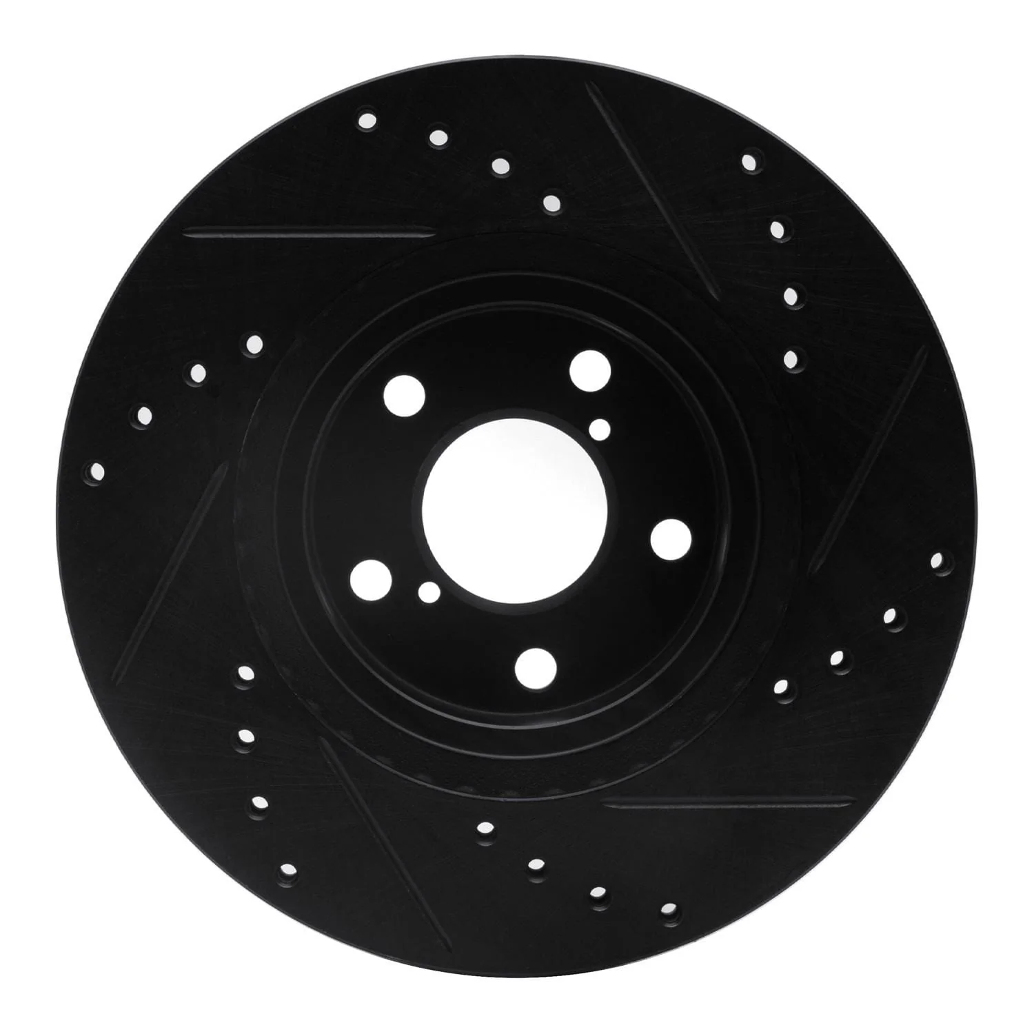 R1 Concepts 90-16 Saab 9-2X Front Left Drilled & Slotted Black Brake Rotor - Image 2
