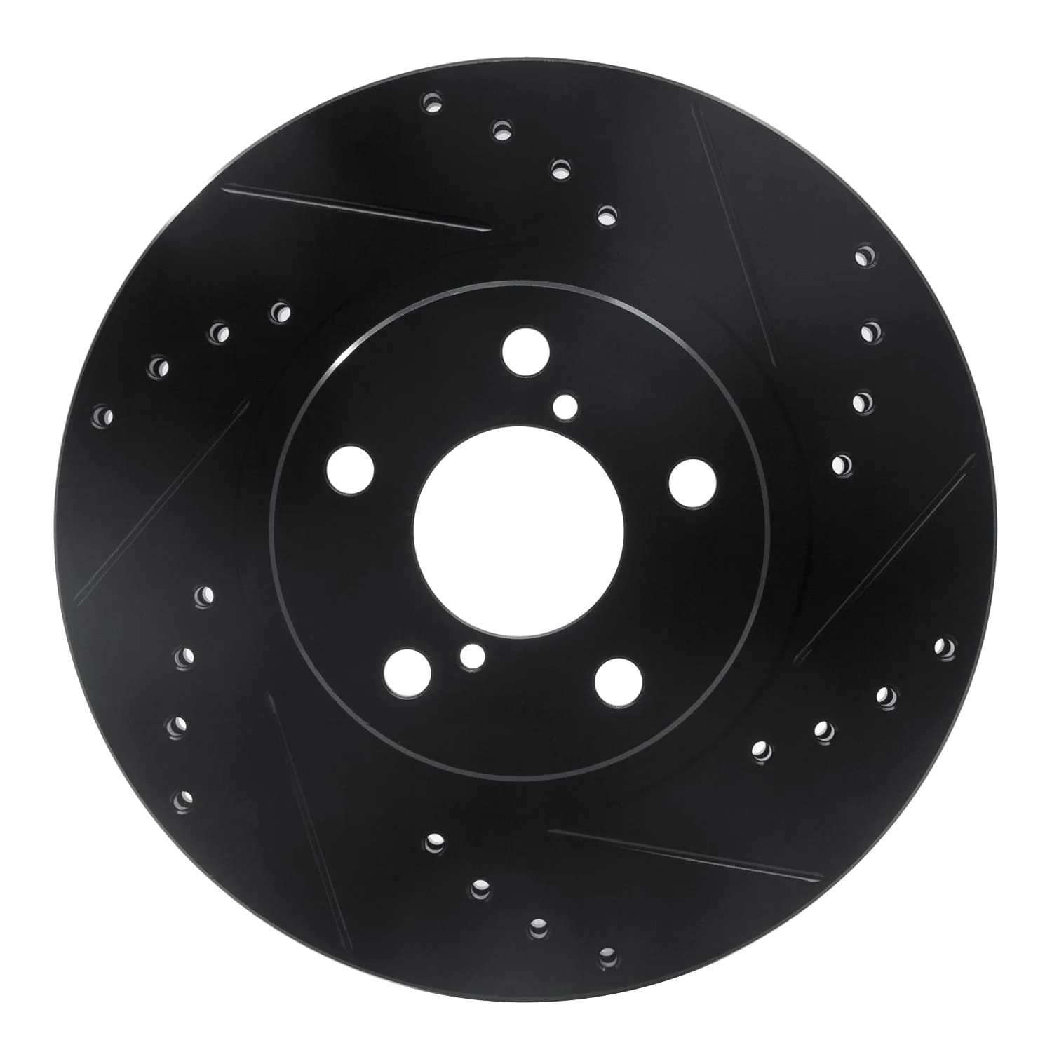 R1 Concepts 90-16 Saab 9-2X Front Right Drilled & Slotted Black Brake Rotor