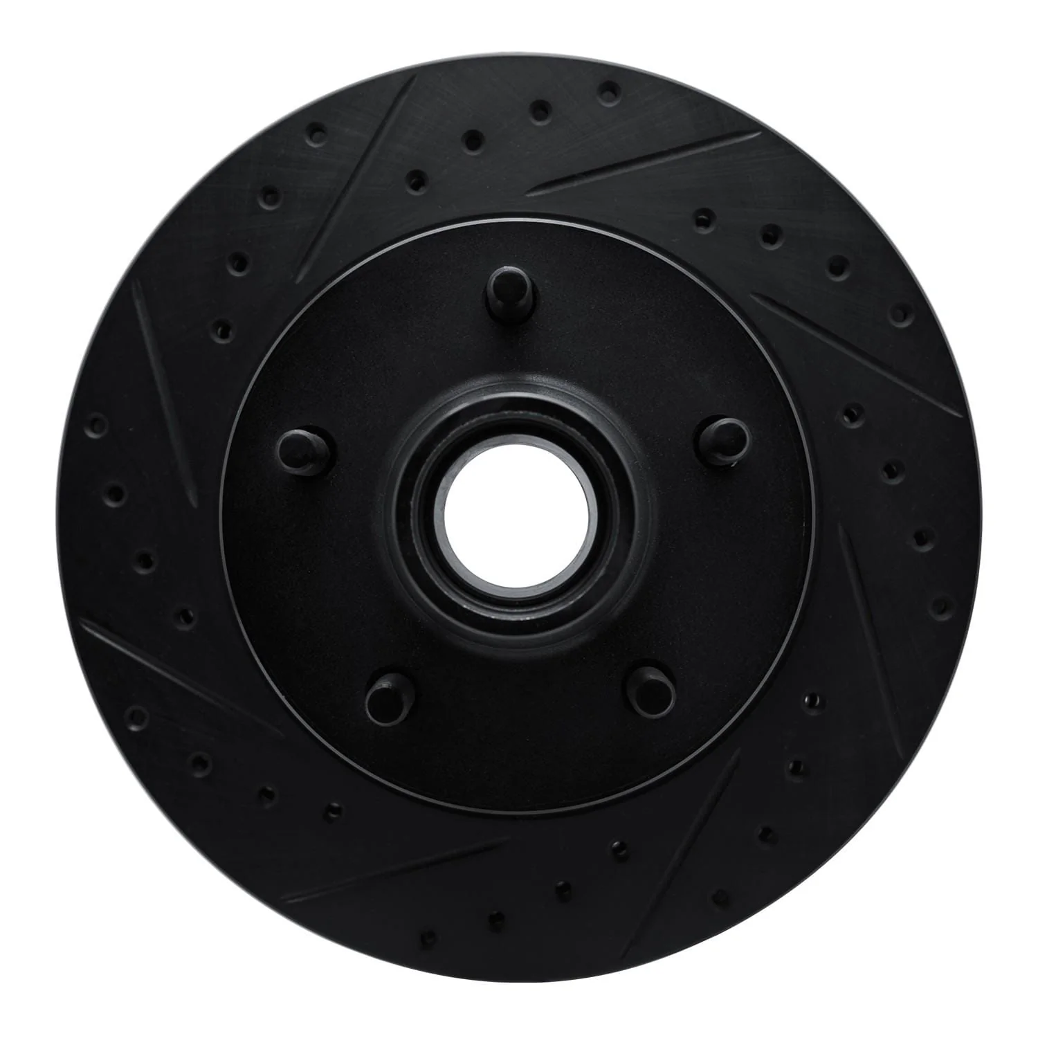 R1 Concepts 90-90 Cadillac BROUGHAM Front Left Drilled & Slotted Black Brake Rotor