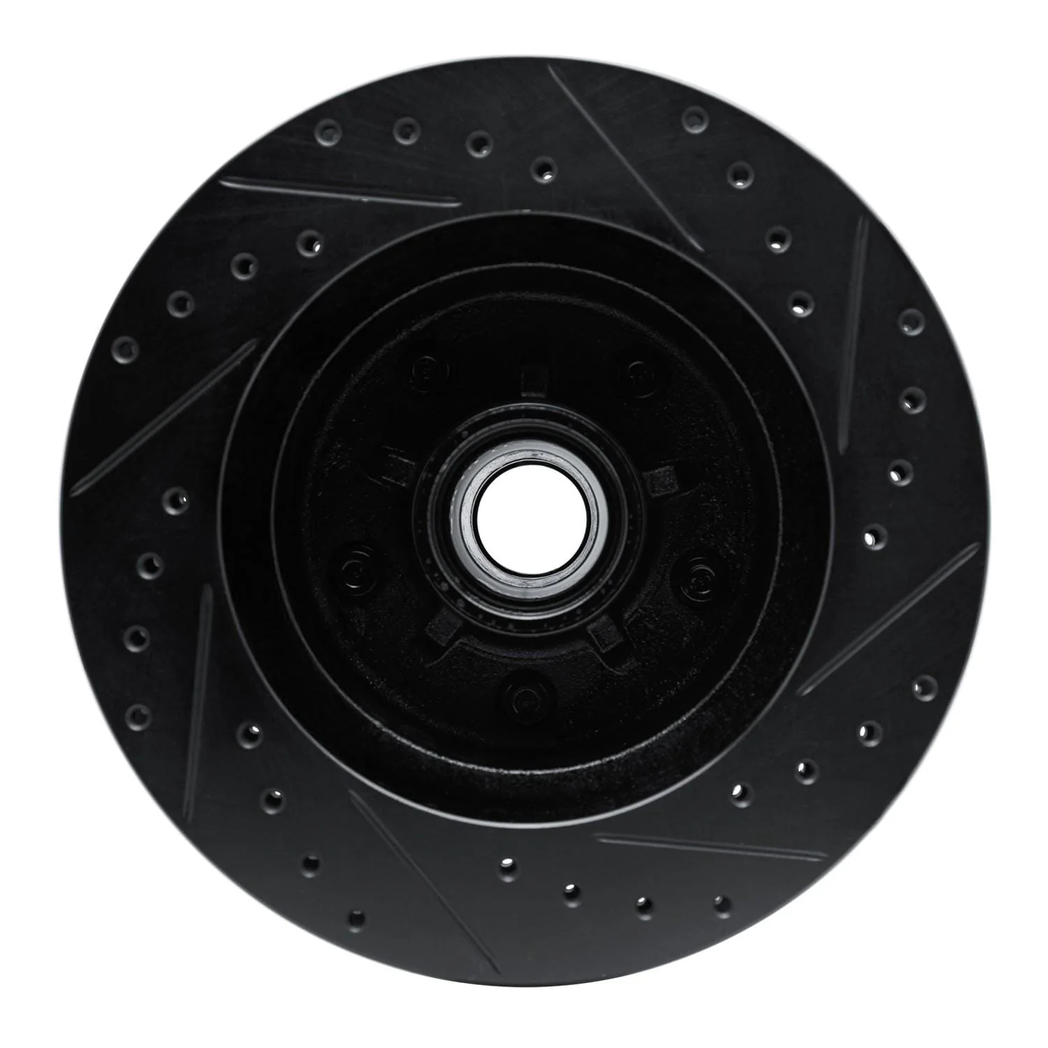 R1 Concepts 90-90 Cadillac BROUGHAM Front Left Drilled & Slotted Black Brake Rotor - Image 2