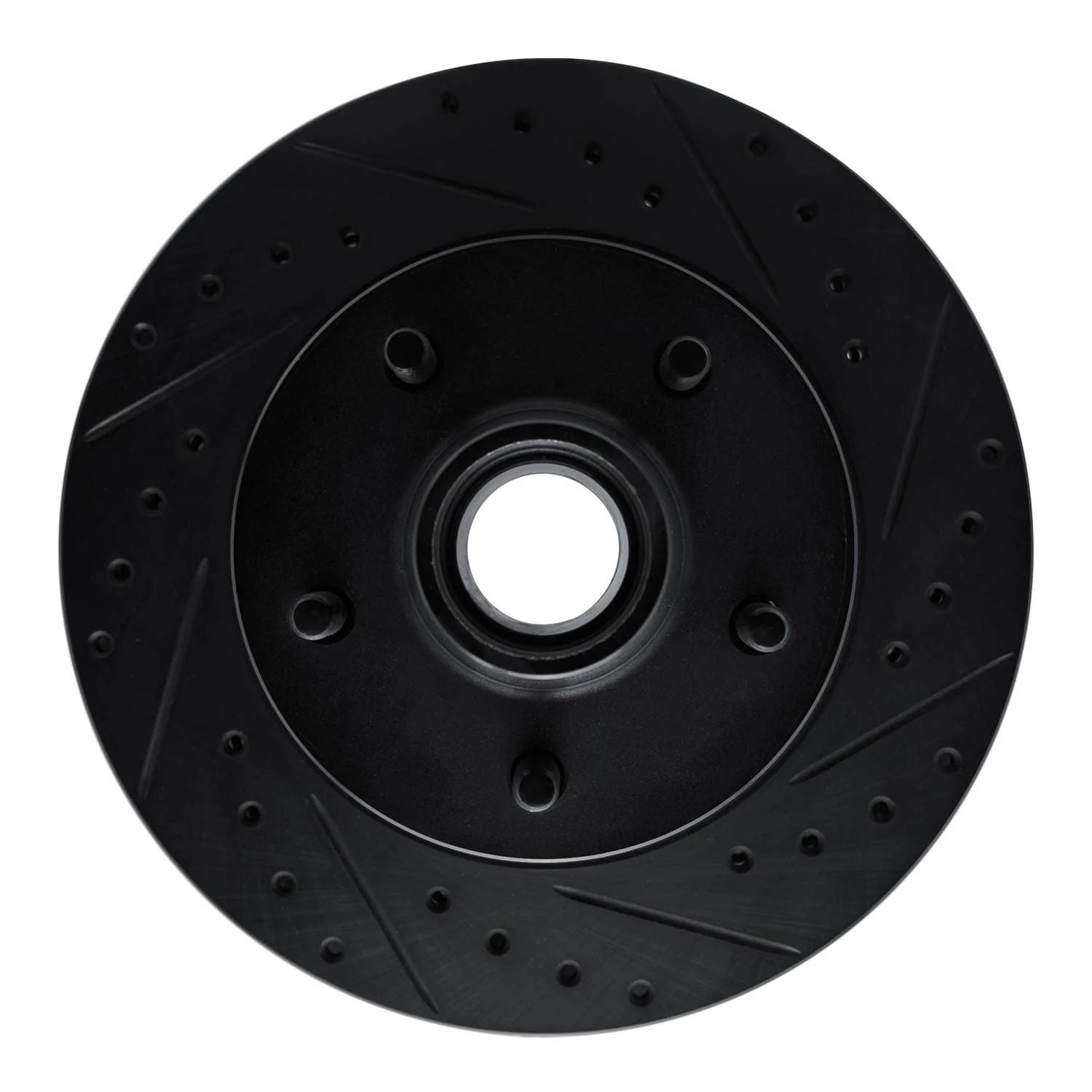 R1 Concepts 90-90 Cadillac BROUGHAM Front Right Drilled & Slotted Black Brake Rotor