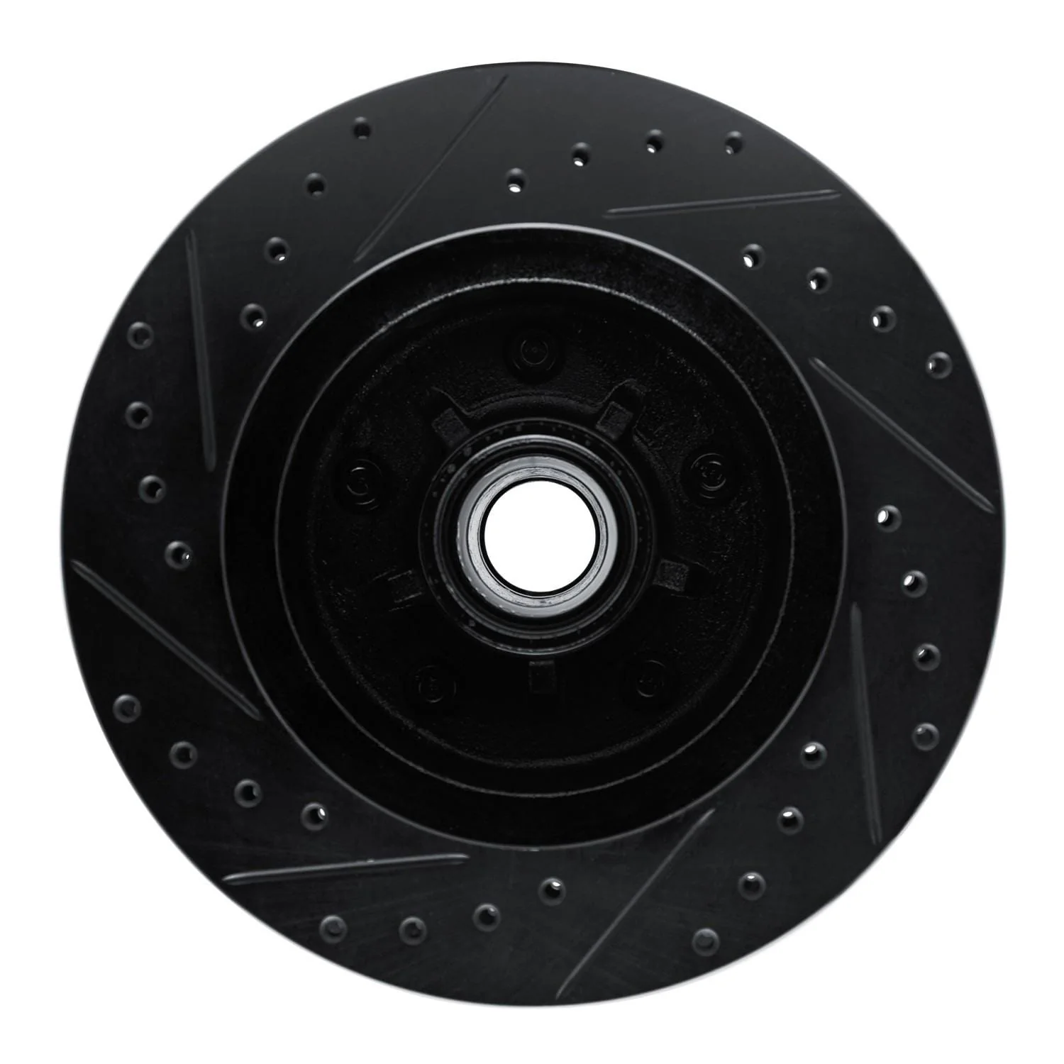R1 Concepts 90-90 Cadillac BROUGHAM Front Right Drilled & Slotted Black Brake Rotor - Image 2